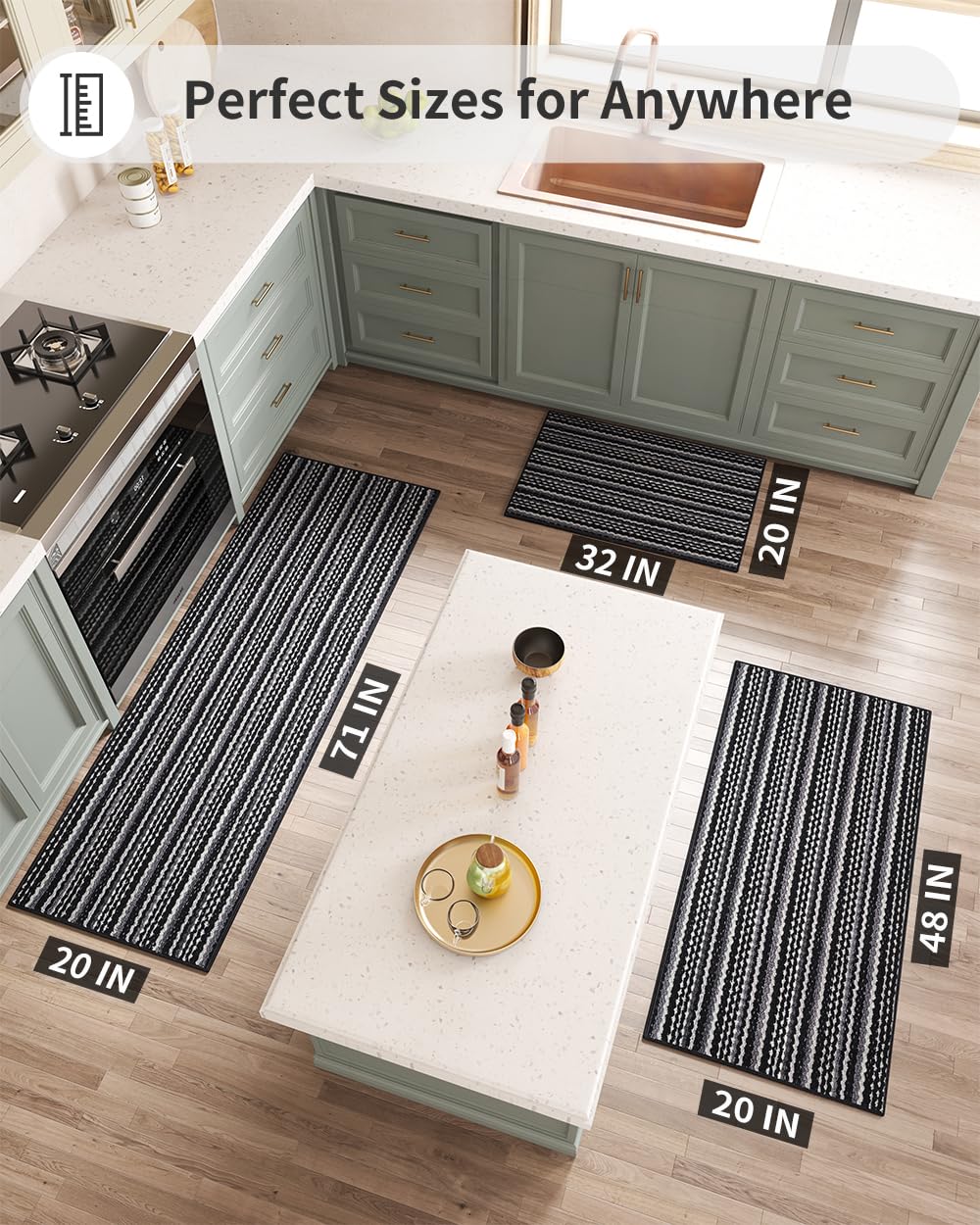 COCOER Non-Slip Washable Kitchen Runner Rug - Absorbent Floor Mat for Sink, Laundry Room & Hallway - Perfect for High Traffic Areas, Spill Protection & Comfort Underfoot