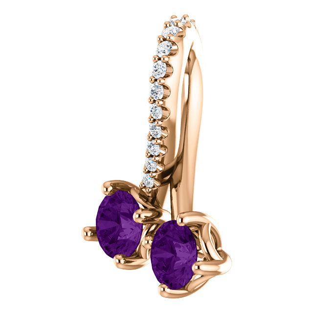 14K Gold 0.40 CTW Amethyst & 0.05 CTW Diamond Pendant Necklace - Elegant Purple Gemstone Jewelry for Women, Perfect Gift for Birthday, Anniversary & Valentine's Day