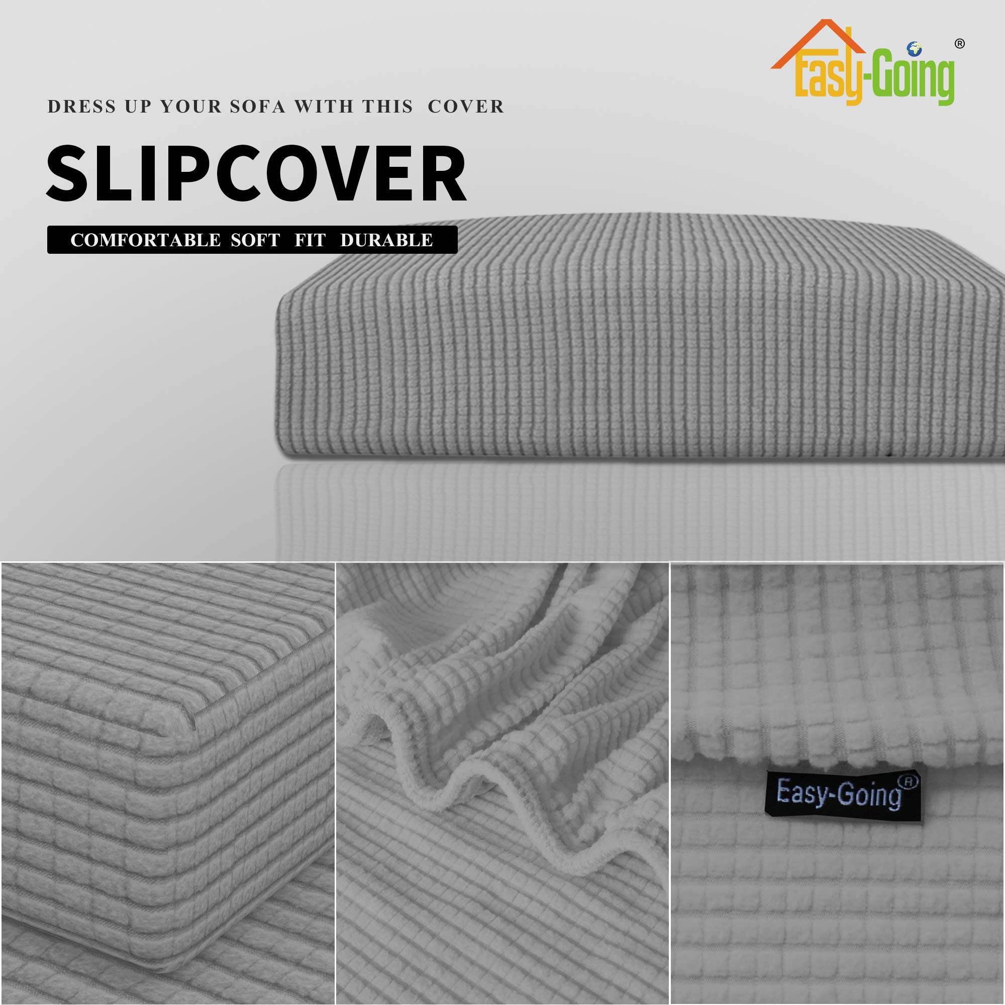 Stretch Loveseat Cushion Cover - Soft Elastic Sofa Slipcover Protector for Furniture (Light Gray) | Perfect for Living Room, Bedroom & Home Decor