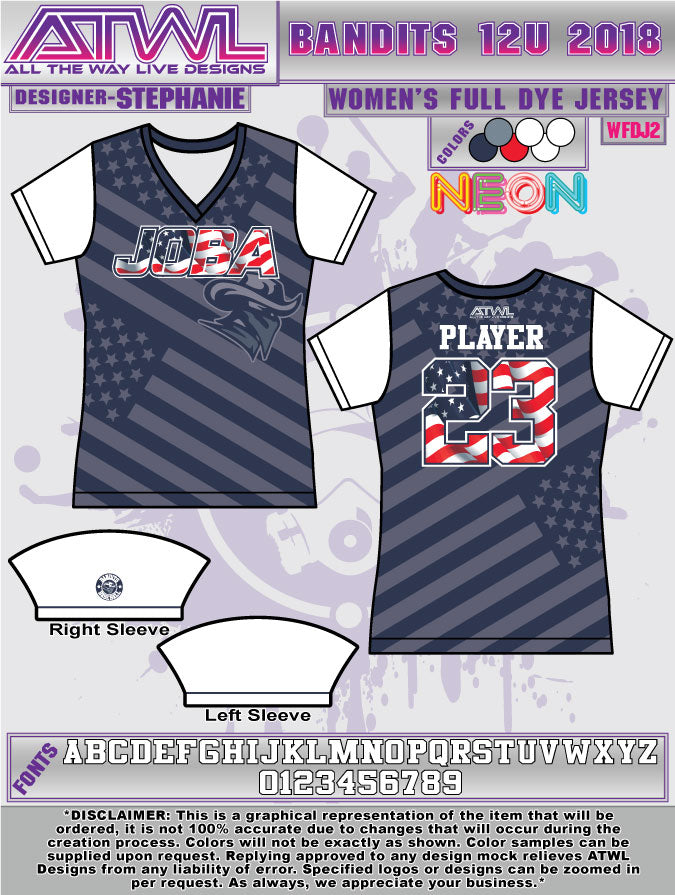 Bandits 12U Women's Full Dye Softball Jersey - Breathable Performance Uniform for Youth Girls Fastpitch Games & Team Sports