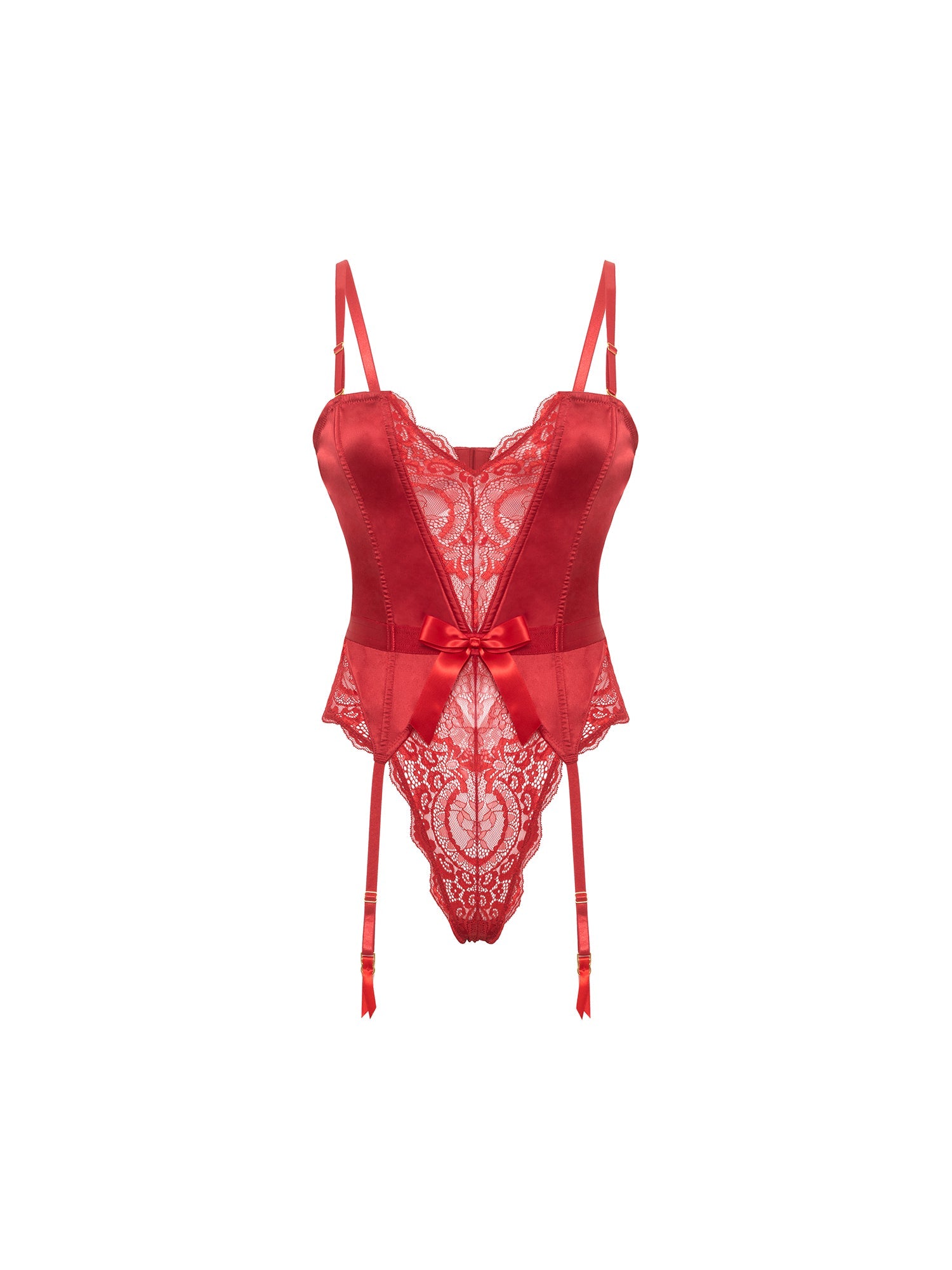 Rumi Women's Satin & Lace Teddy Lingerie - Sexy Babydoll Nightwear for Valentine's Day, Honeymoon & Romantic Nights