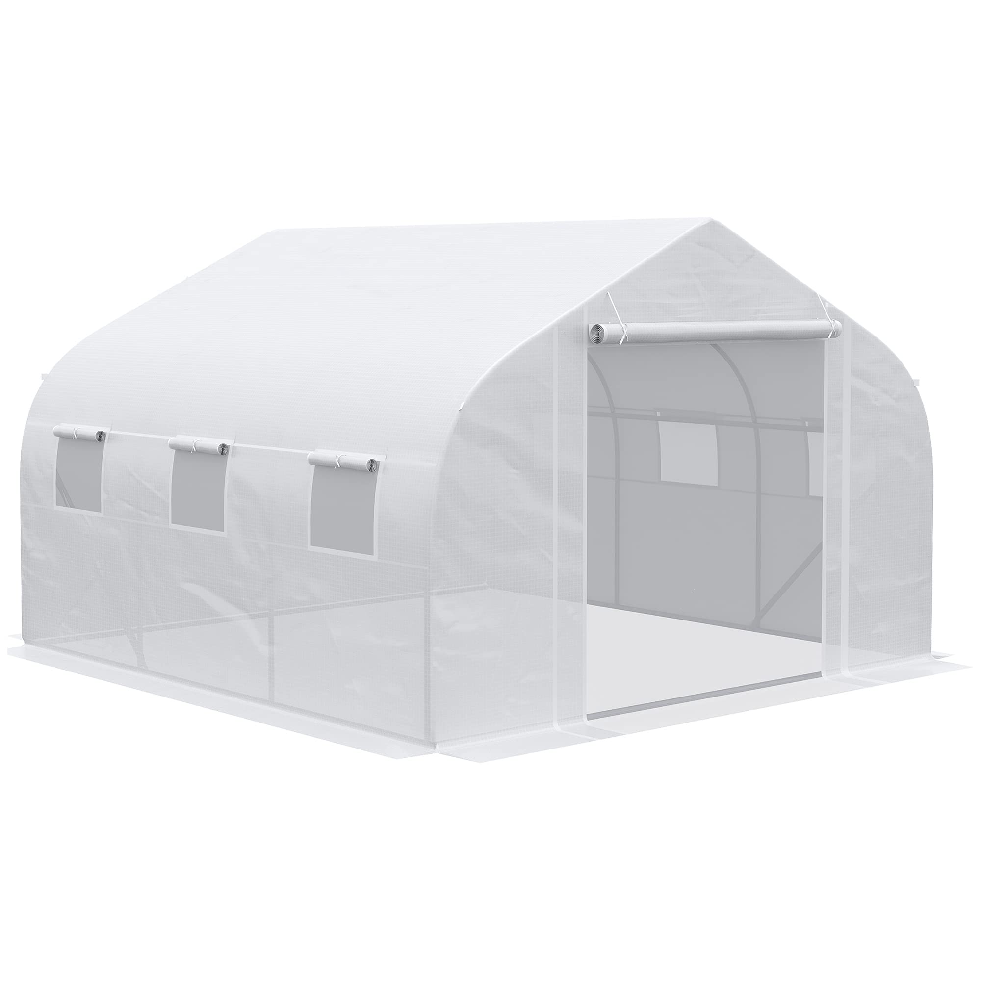 Outsunny 12' x 10' x 7' Walk-in Greenhouse with Zippered Mesh Door & 6 Windows | Galvanized Steel Frame Plant Hot House for Gardening, Vegetables, Flowers & Seed Starting | Perfect for Backyard, Patio & Small Farm Use