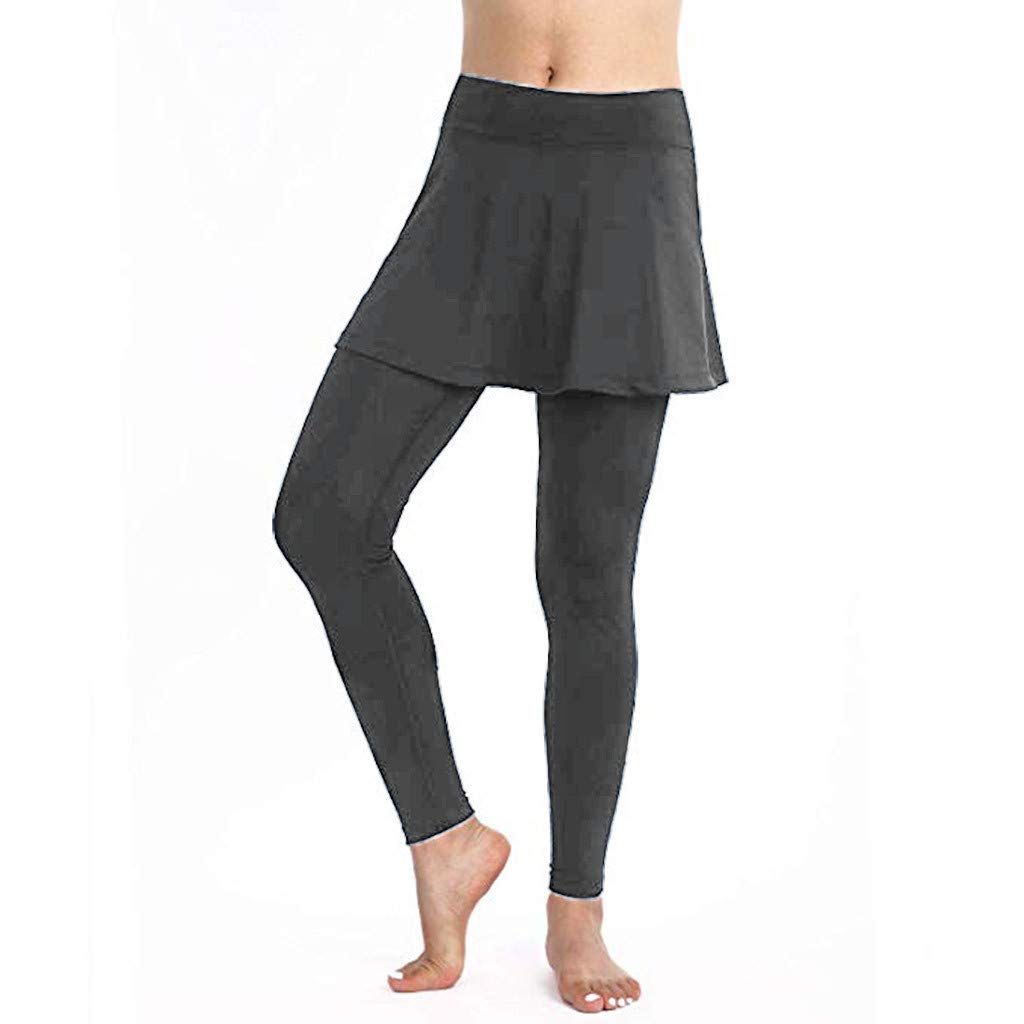 FENGQI Women's Sports Leggings - High Waisted Yoga Pants with Skirt for Running, Tennis & Fitness Workouts | Breathable Stretch Activewear for Gym, Jogging & Casual Wear