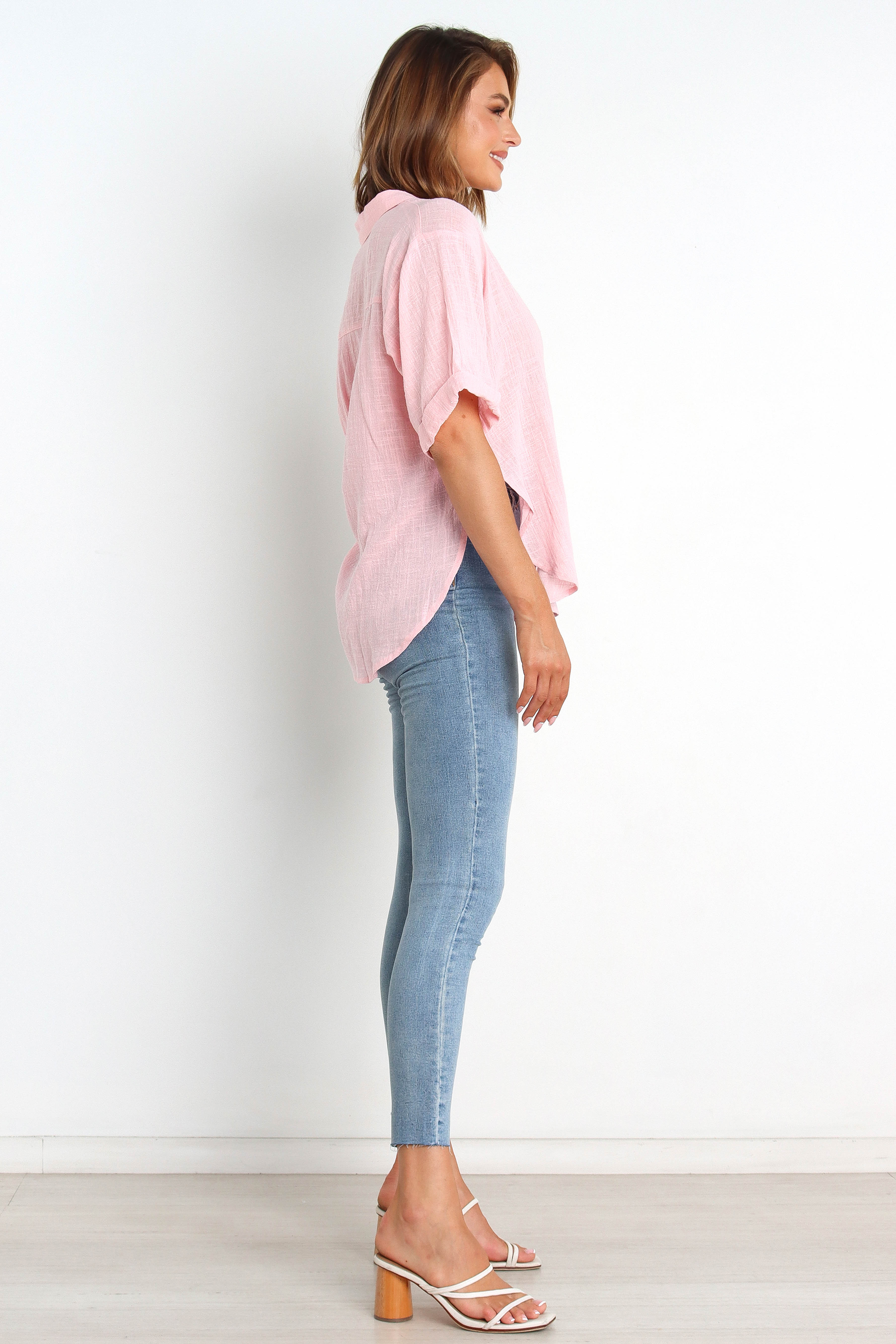 Dion Women's Pink Tops - Casual Short Sleeve Blouse for Summer, Office, and Date Night Outfits