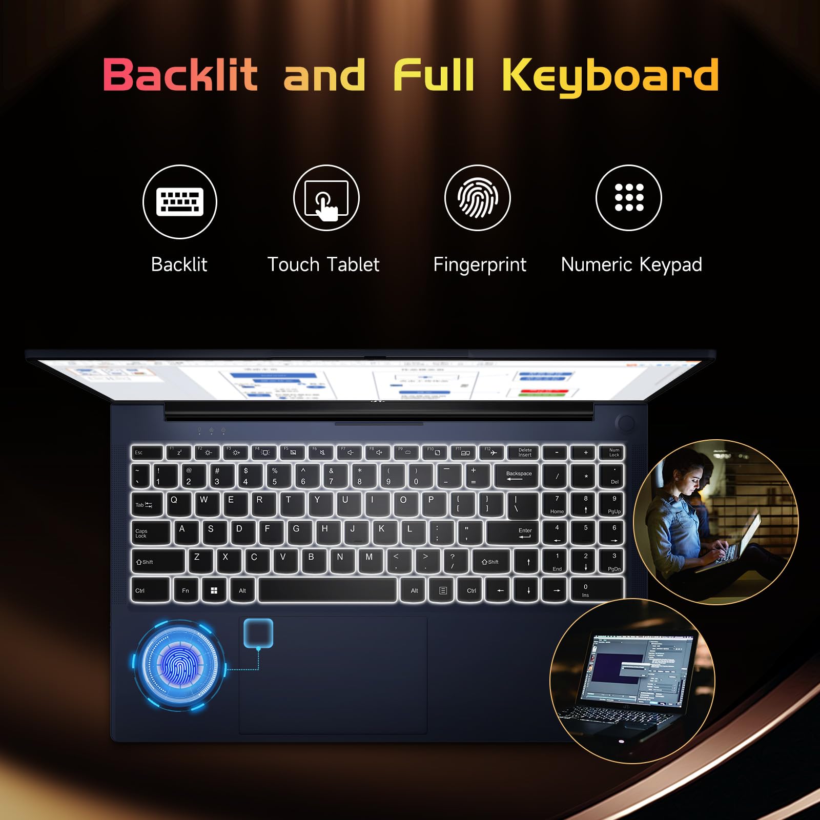 NIMO 15.6 Inch FHD IPS Laptop - 16GB RAM, 1TB SSD, WiFi 11, Backlit Keyboard & Fingerprint | Lightweight Computer for Work, Study & Entertainment | Perfect for Remote Work, Online Classes & Gaming