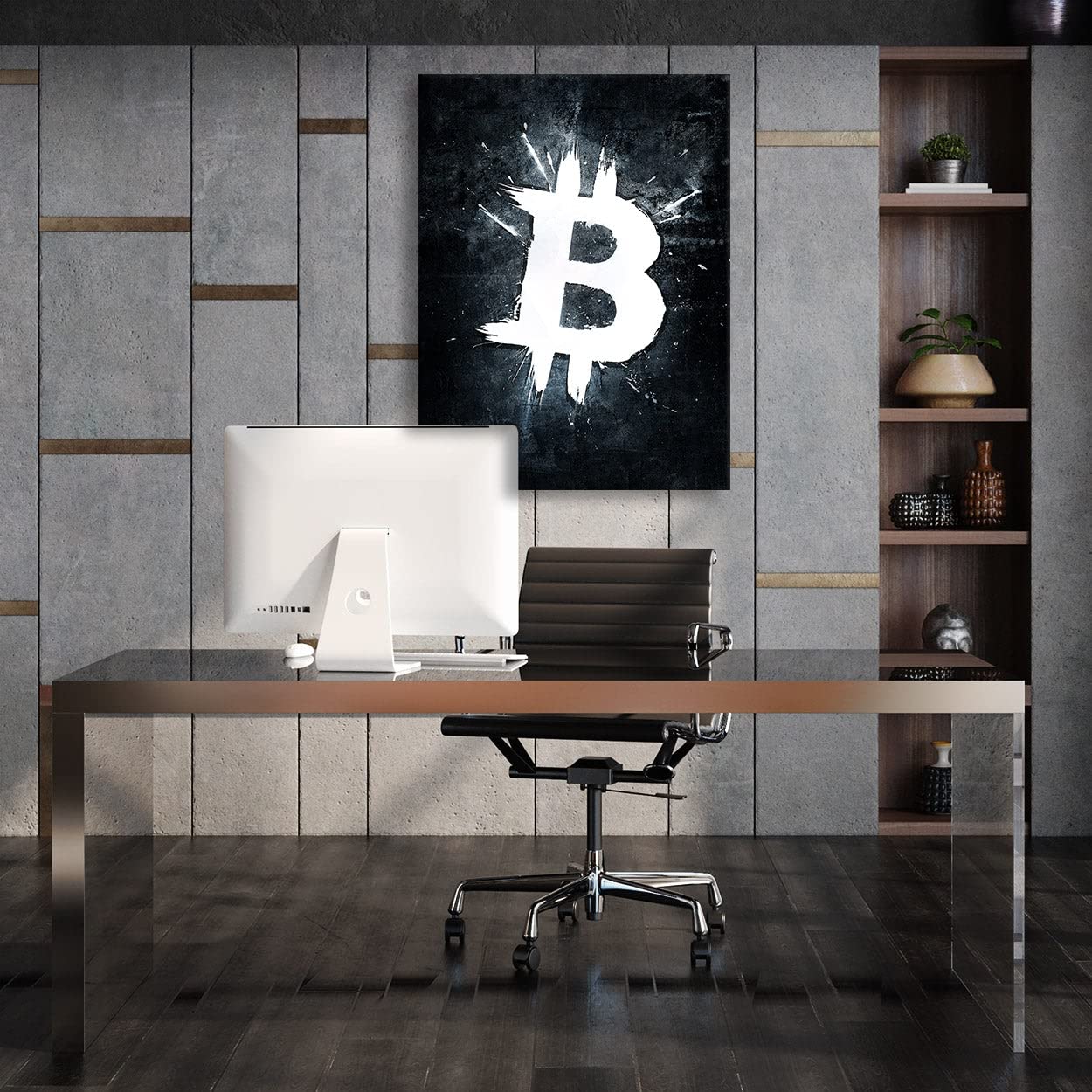 Crypto Canvas Wall Art - Bitcoin & Blockchain Themed Modern Home Decor for Living Room, Office & Gifts