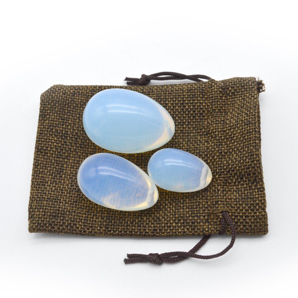 Opal Jade Yoni Eggs Set of 3 - Natural Kegel Exercise Stones for Pelvic Floor Muscle Strengthening & Vaginal Health - Perfect for Women's Wellness, Postpartum Recovery & Tantric Practice