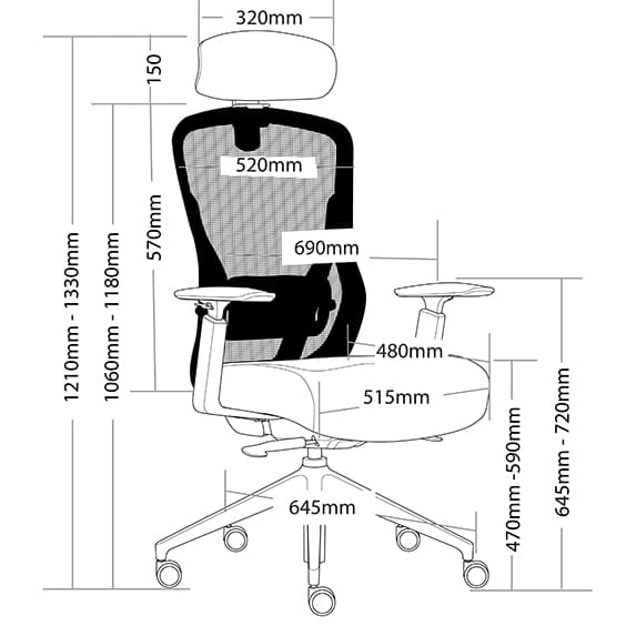 MITZ EXECUTIVE MESH BACK CHAIR - Ergonomic Office Chair with Adjustable Height and Lumbar Support - Perfect for Home Office, Gaming, and Conference Rooms