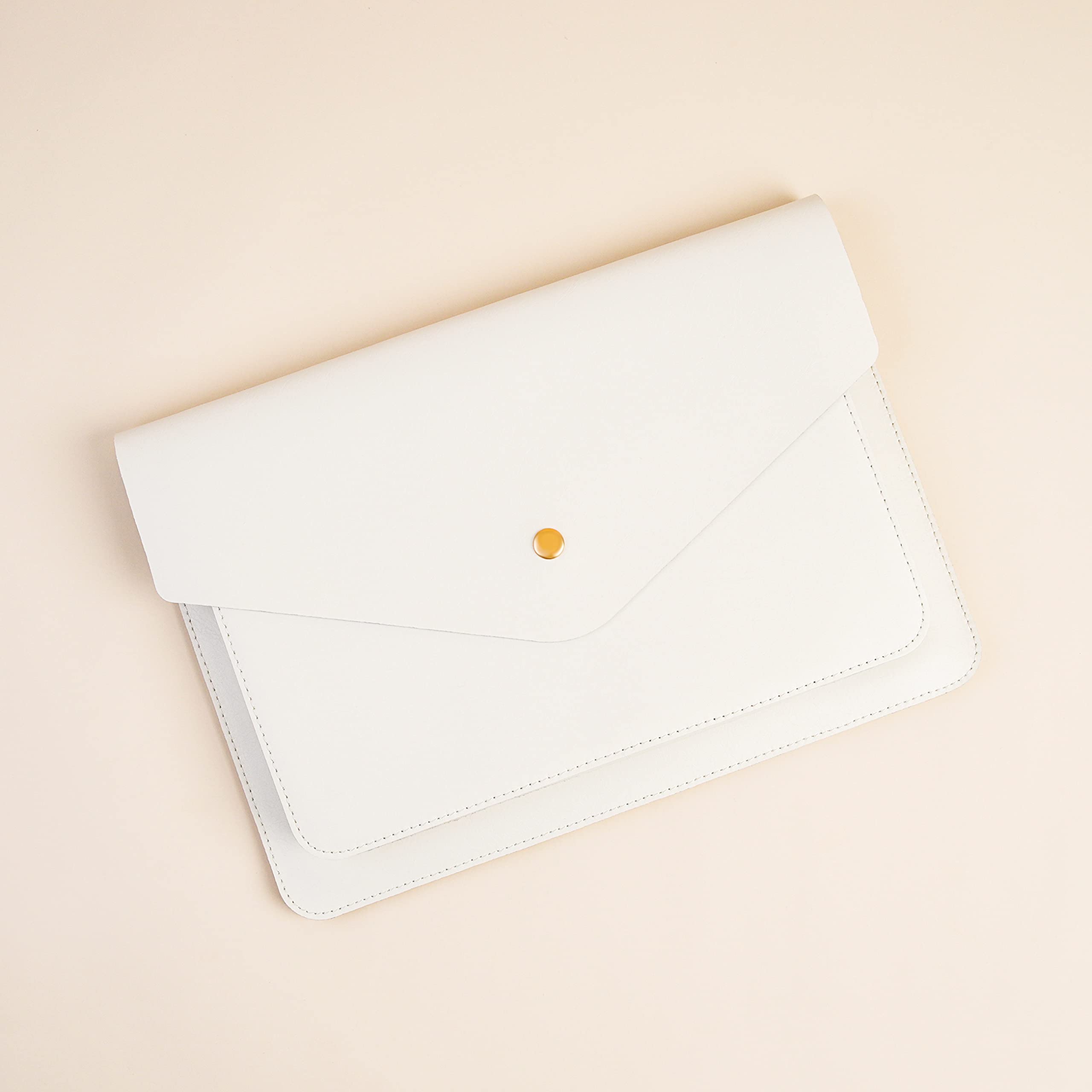 Premium Genuine Leather Laptop Sleeve for 15-inch MacBook Air 2024 & Surface Laptop 15 | Slim Protective Case for MacBook Pro 15, Surface Book 13.5 | Elegant White | Perfect for Office, Travel & Daily Commute