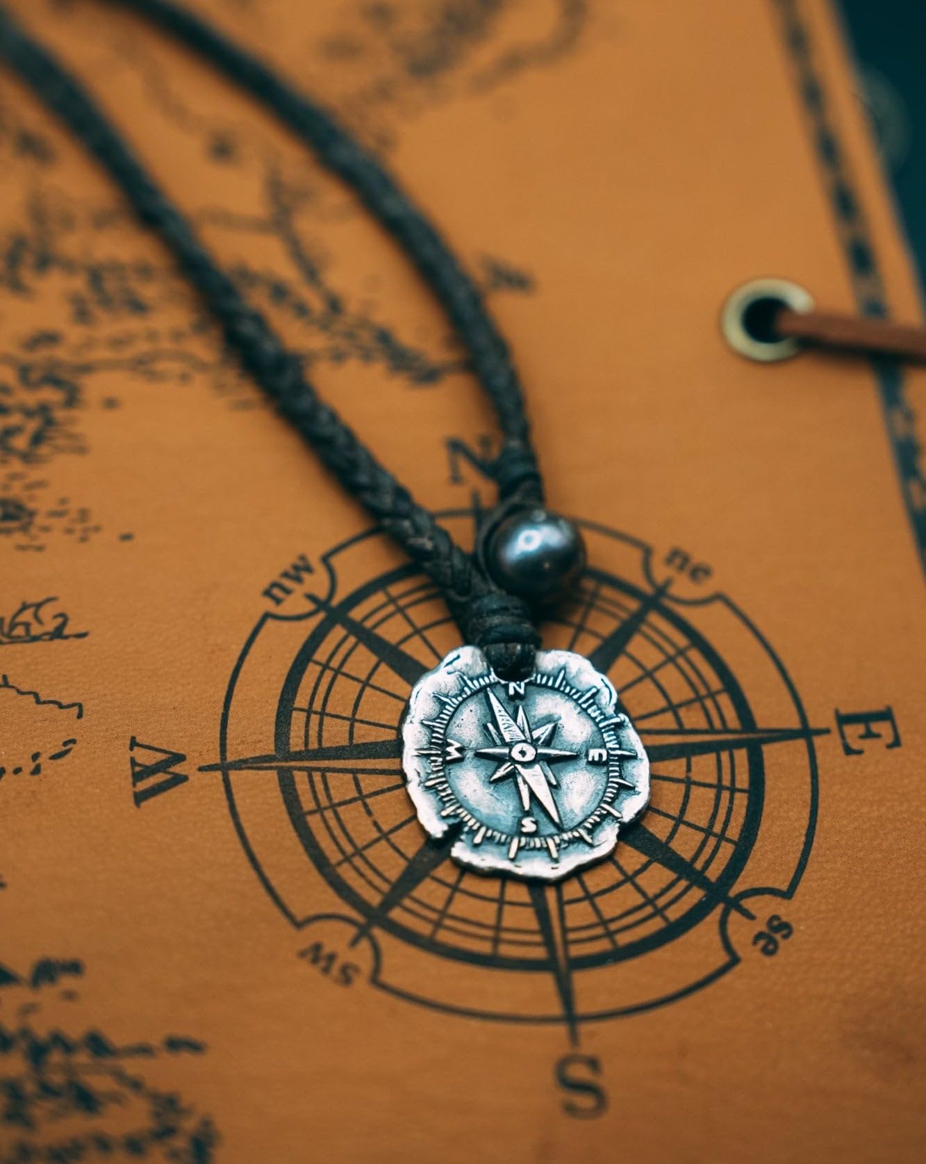 **Premium 925 Silver Coin Necklace with Authentic Leather Cord – Adjustable Handmade Spanish Cross Design Pendant for Men & Women – Perfect Jewelry Gift (Compass Coin) – Ideal for Everyday Wear, Special Occasions & Unique Gifts**
