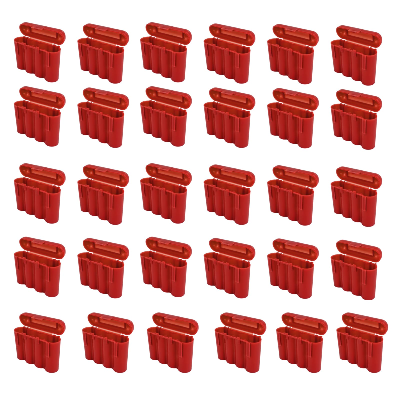 30-Pack Red Plastic AA AAA Battery Storage Cases - Organize and Protect Batteries for Toys, Flashlights, Remote Controls & More