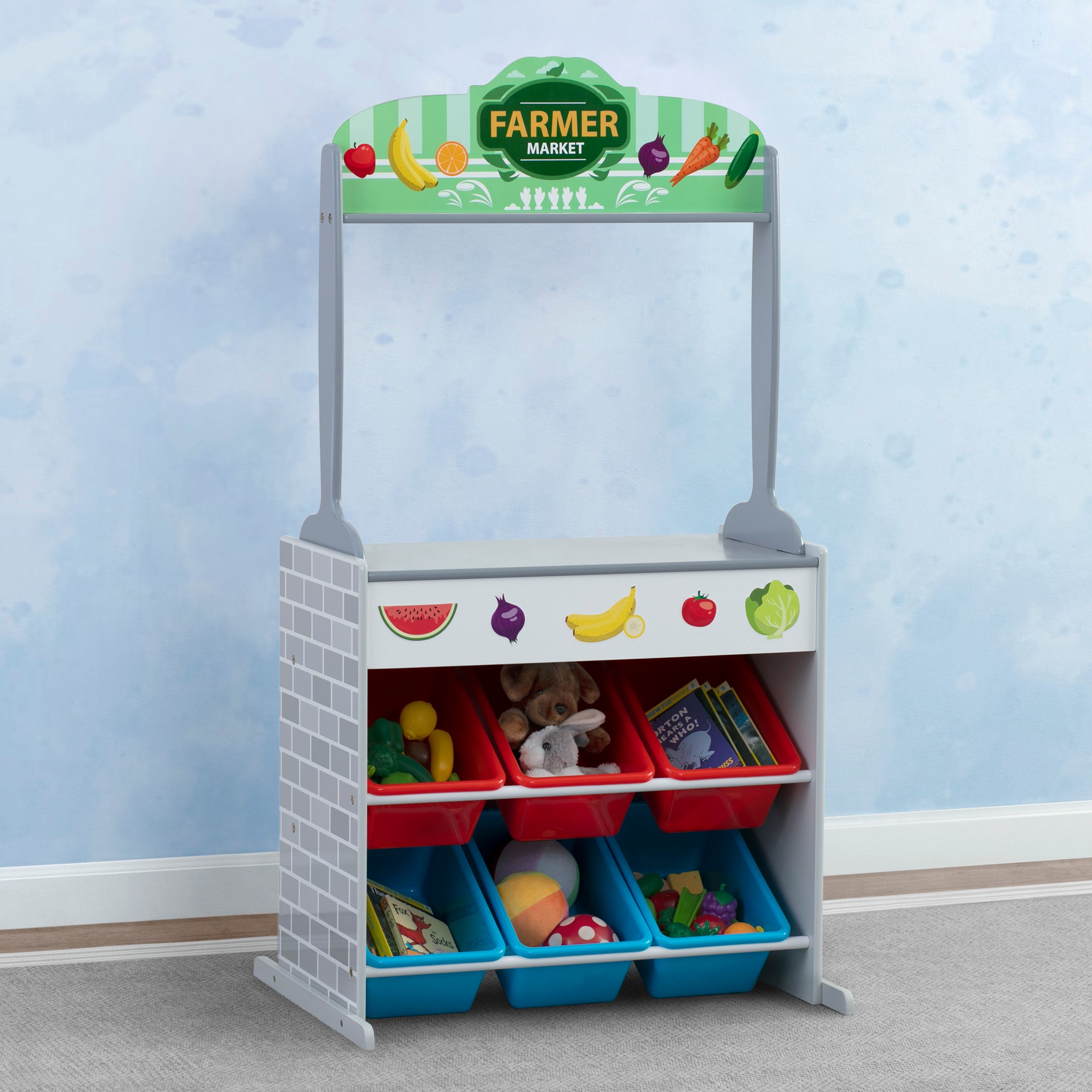 Reversible 4-in-1 Pretend Play Center with Chalkboard & Storage - Kids Activity Table for Drawing, Learning & Imaginative Play - Perfect for Home, Preschool & Daycare