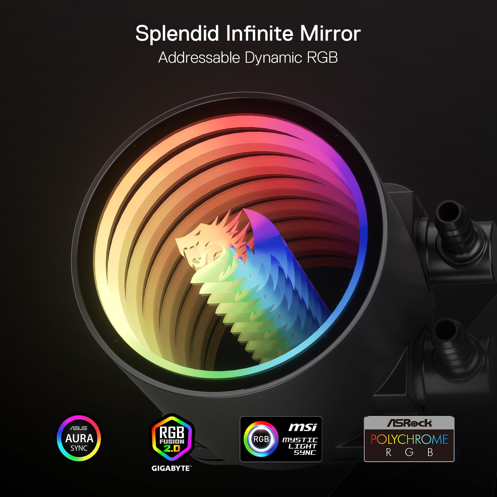 Redragon HL240 ARGB Liquid CPU Cooler - 3300 RPM High-Efficiency Radiator, 20 dBA Quiet Operation, Infinity Mirror RGB Lighting, Dual 120mm PWM FDB Fans, Compatible with LGA 1700 & AMD AM5 | Perfect for Gaming PCs, Workstations & High-Performance Cooling Systems