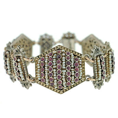 Hungarian Sterling Silver Pink Sapphire & Pearl Bracelet for Women | Elegant Handmade Jewelry Gift for Birthday, Anniversary & Special Occasions
