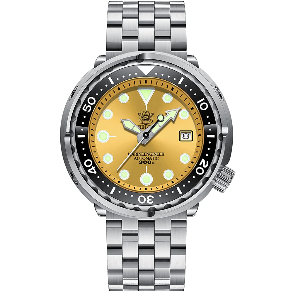 STEELDIVE Men's Automatic Diver Watch - 300m Water Resistant Mechanical Wristwatch with Ceramic Bezel & C3 Luminous - Self-Winding Sport Chronograph for Scuba Diving, Swimming & Outdoor Adventures (Model SD1975)