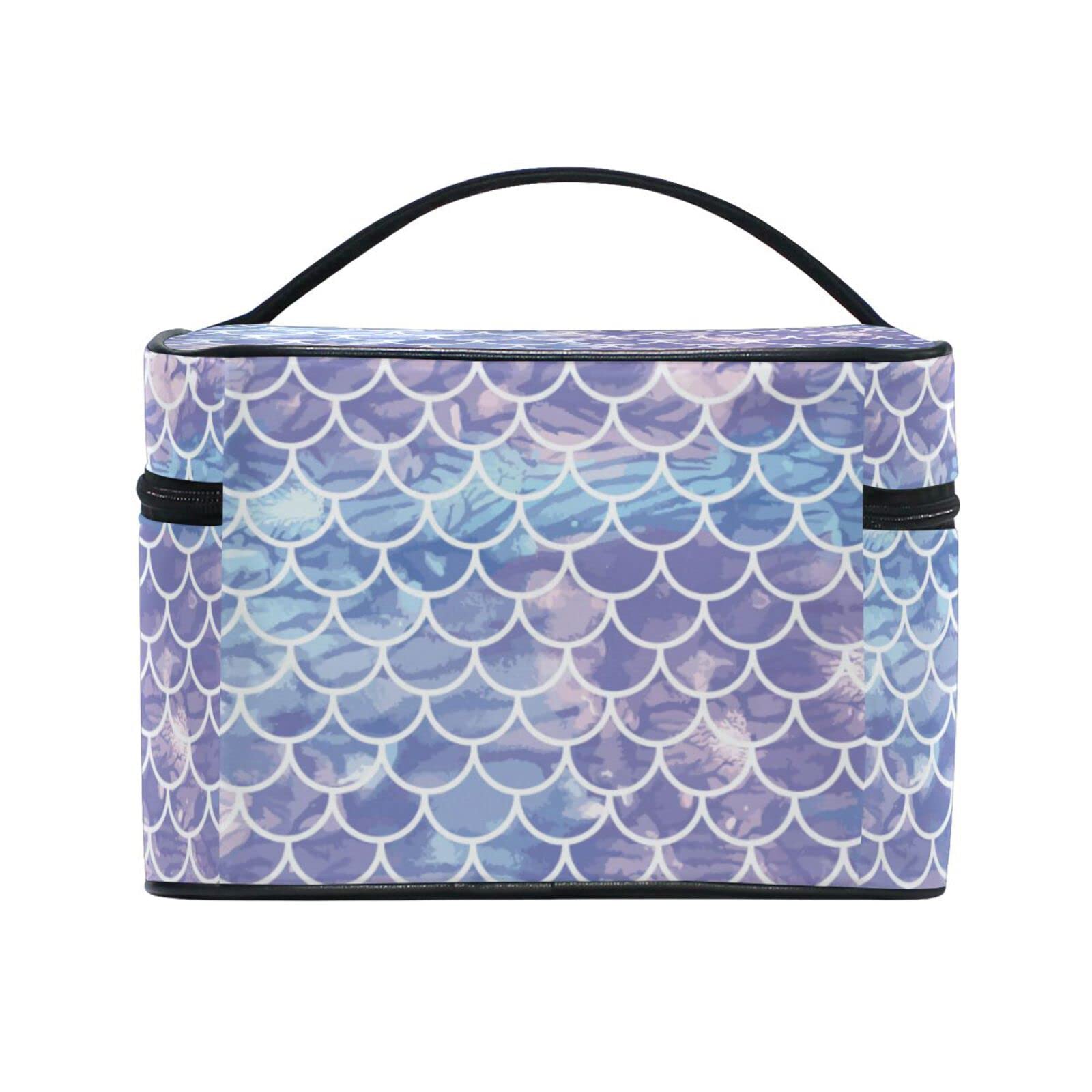 Floral Fish Scale Mermaid Cosmetic Bag - Waterproof Makeup Organizer with Zipper for Women & Girls | Perfect for Travel, Gym, and Daily Beauty Essentials Storage