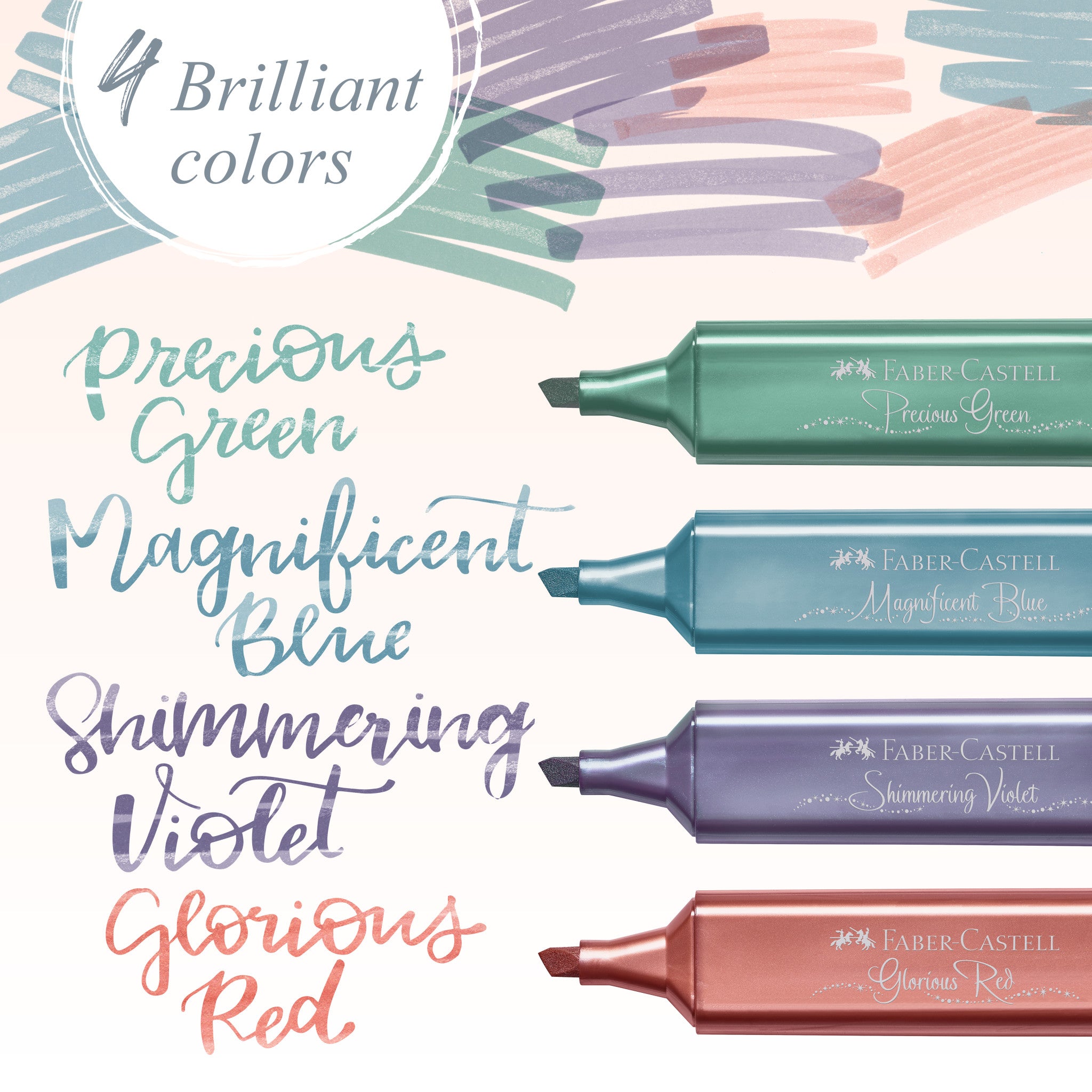 Metallic Highlighters Set of 4 - Vibrant Colors for Note Taking, Studying & Office Organization - #154624