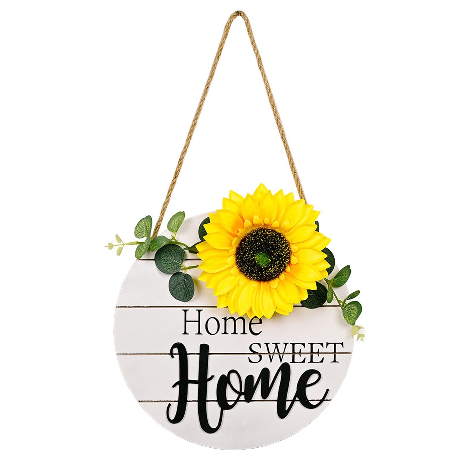 Sunflower Wooden Pendant Wreath - Handmade Spring Door Hanging Decor with Realistic Sunflower Design - Perfect for Bathroom, Bedroom & Front Door Decorations (White, One Size) - Ideal for Farmhouse, Boho & Rustic Home Decor Styles
