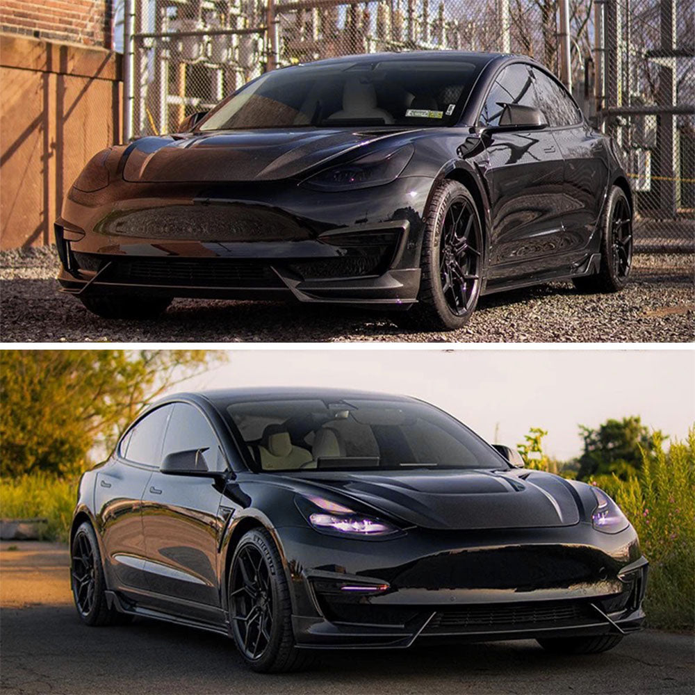 High-Performance Front Lip Spoiler for Tesla Model 3 (2017-2023) - ABS Plastic Body Kit in Glossy Black, Matte Black & Carbon Fiber | Enhance Aerodynamics & Sporty Look for Daily Driving & Car Shows