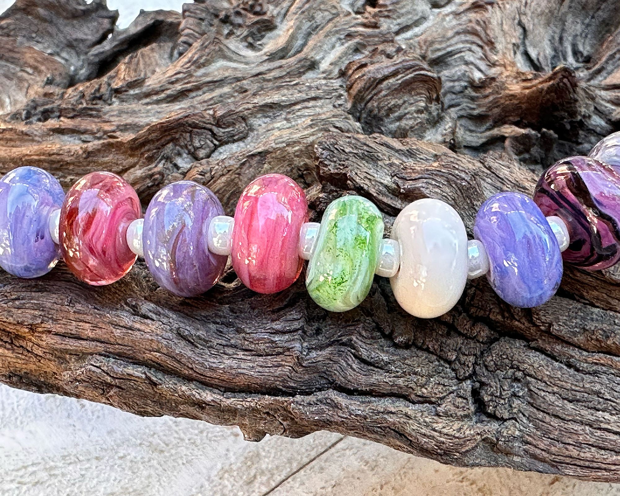 19 Pastel Pink Orphan Lampwork Beads SRA - Handmade Glass Beads for Jewelry Making, DIY Crafts, and Scrapbooking | Perfect for Necklaces, Bracelets, and Earrings