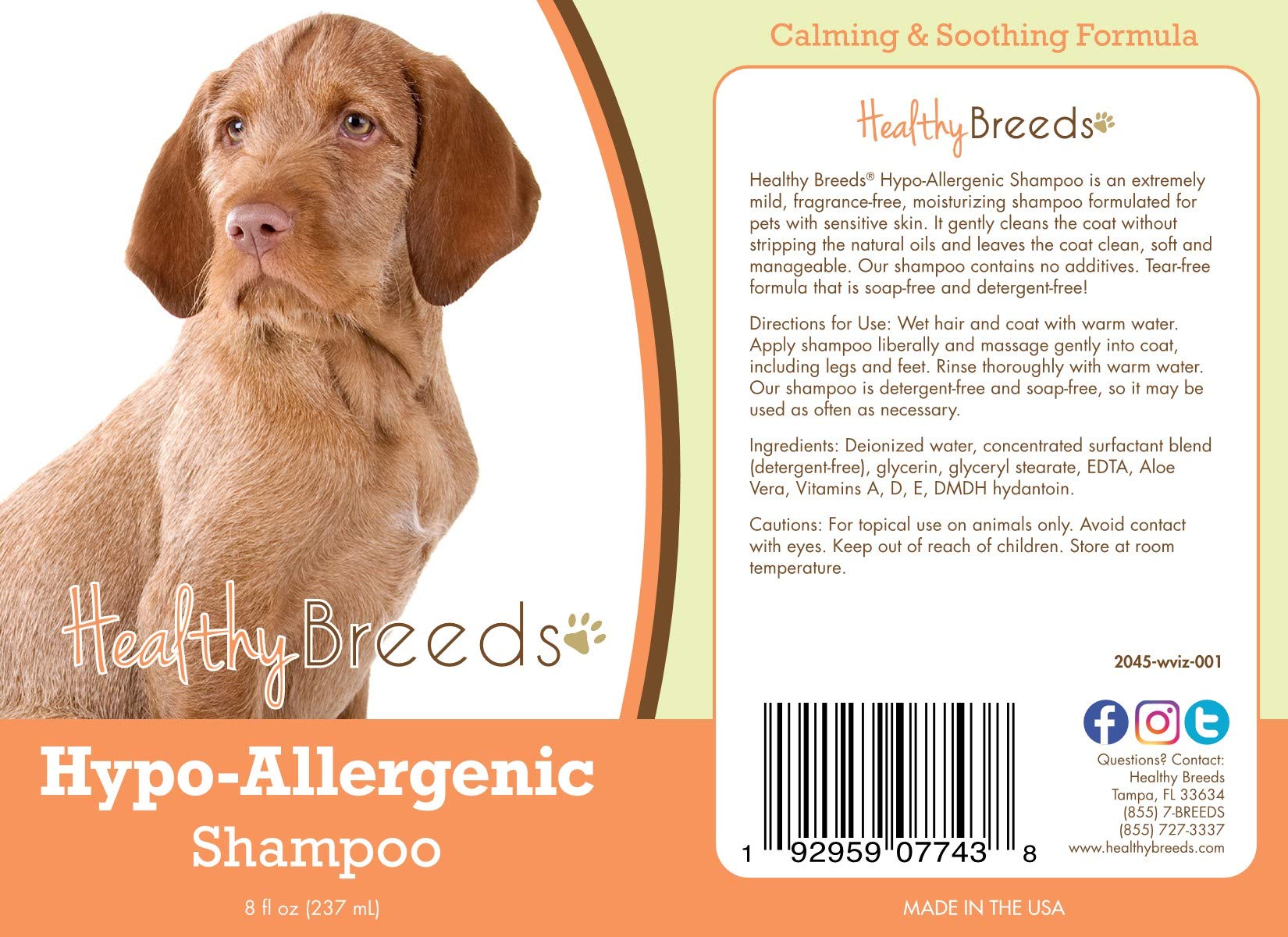 Healthy Breeds Wirehaired Vizsla Hypo-Allergenic Shampoo for Dogs - 8 oz | Gentle Cleansing & Itch Relief | Perfect for Sensitive Skin & Allergy-Prone Pets | Bathing & Grooming Essential