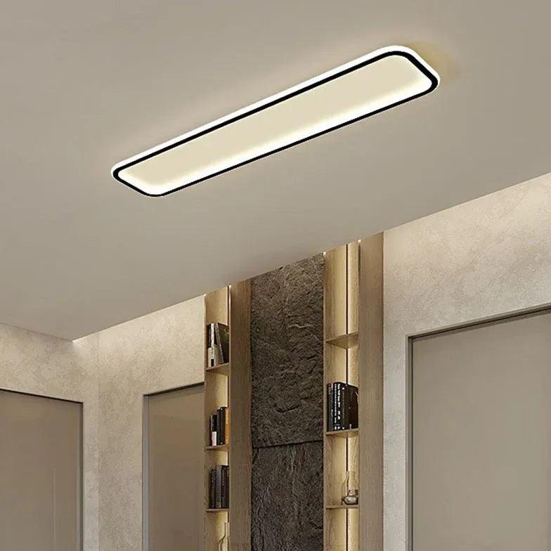 Modern Black Flush Mount Ceiling Light with Rounded Corners - Perfect for Bedroom, Living Room, and Hallway Lighting