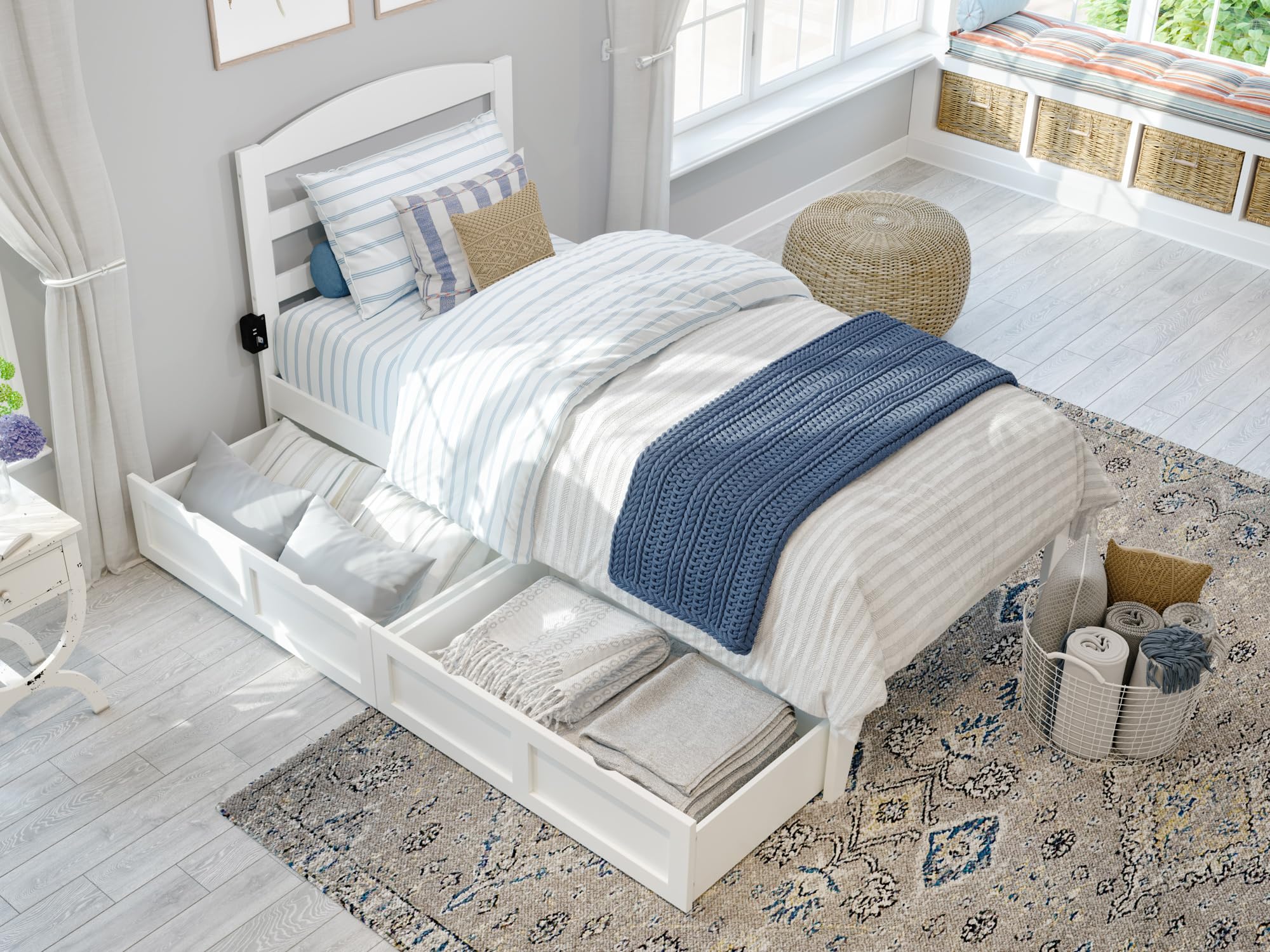 Warren Twin Platform Bed with Storage & USB Charger for Bedroom