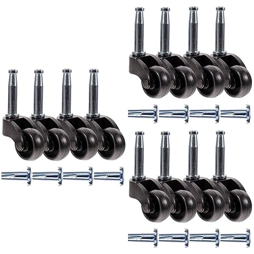 NOLITOY 12-Pack Heavy Duty Office Chair Casters - Zinc Alloy Roller Wheels for Carpet & Hard Floors | Replacement Castors for Desk Chairs, Floor Chairs & Furniture | Perfect for Home Office, Conference Rooms & Workstations