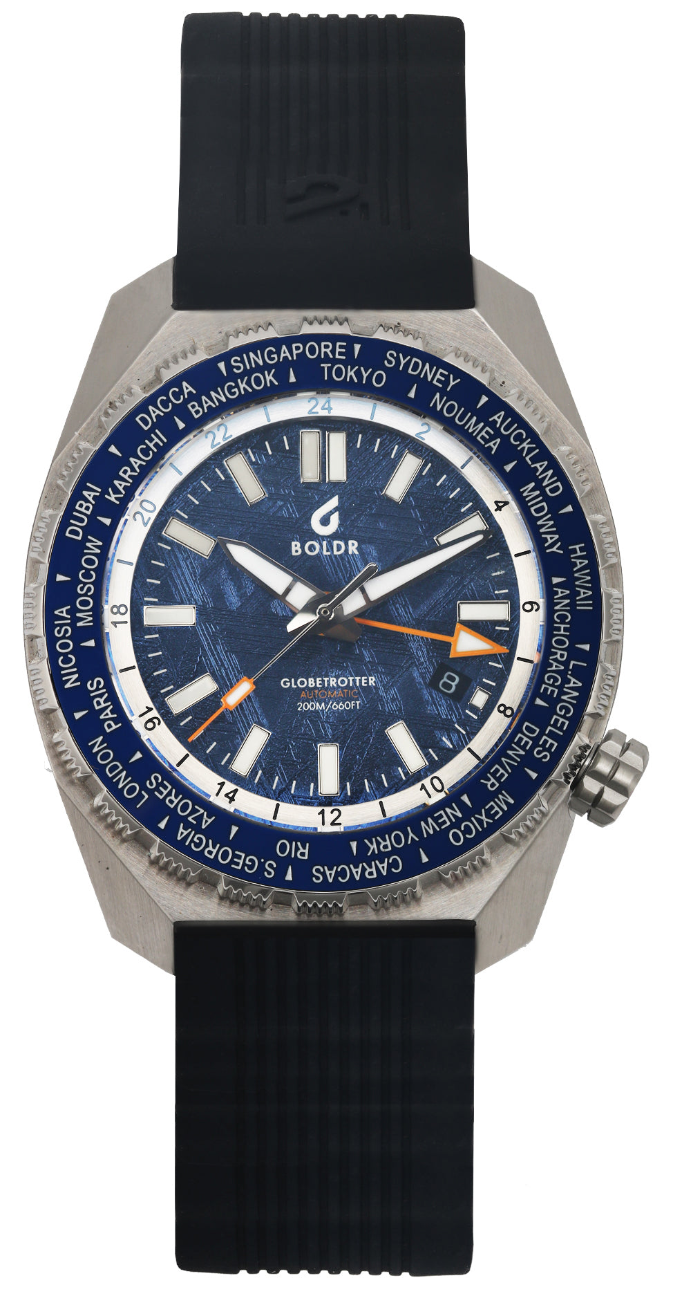 BOLDR Globetrotter Automatic Watch with Meteorite Blue Dial - Premium Men's Dress Watch for Business, Travel & Special Occasions