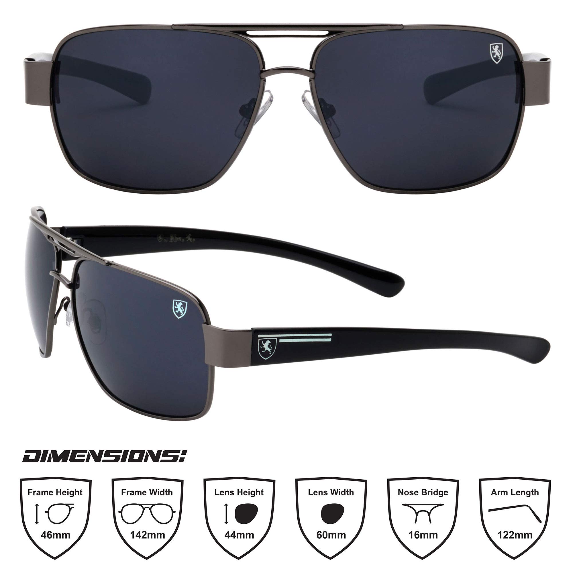 Classic Squared Aviator Sunglasses for Men & Women - Polarized Fishtail Design - UV Protection - Stylish Retro Shades for Driving, Beach, and Outdoor Activities