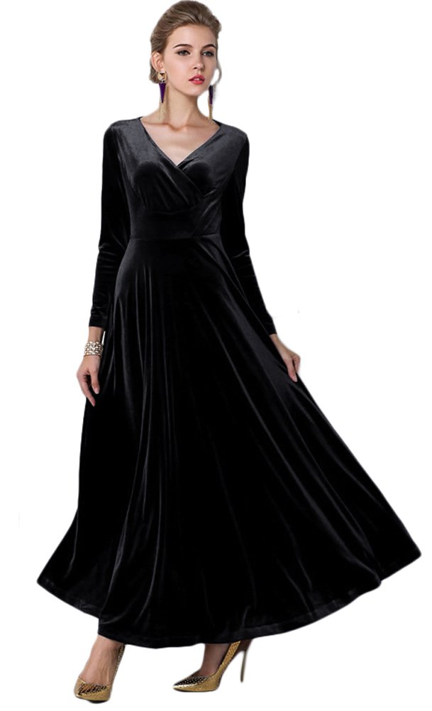 Elegant Velvet Long Dress for Women - Evening Party, Dancing, Christmas Maxi Dress - Perfect for Holiday Parties, Weddings & Special Occasions