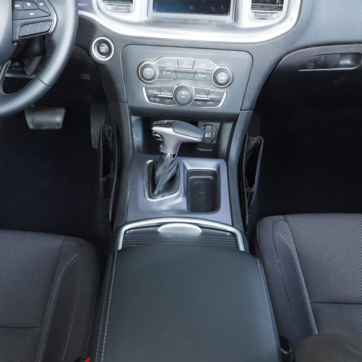 2015-2019 Dodge Charger Center Console Organizer - Black Gear Shift Storage Bag (2 Pack) | Perfect for Car Accessories, Road Trips & Daily Commute