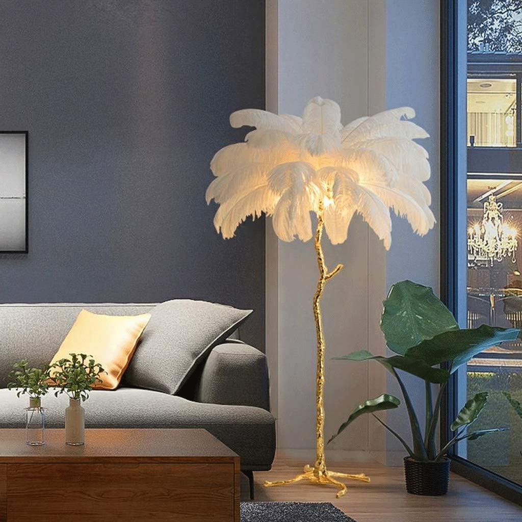 Nordic Style Ostrich Feather Floor Lamp - 43