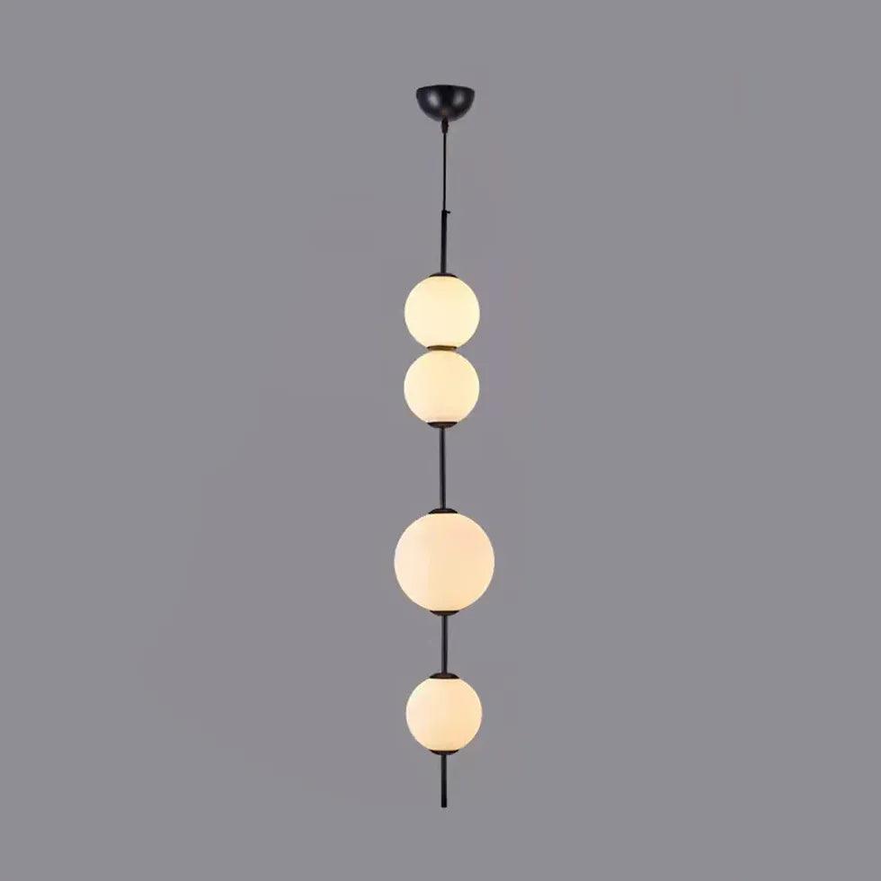 Modern White Glass Ball Linear Pendant Light - Minimalist Ceiling Lighting Fixture for Kitchen Island, Dining Room, and Bedroom Decor