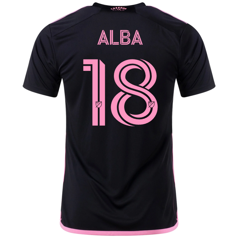 Adidas Jordi Alba Inter Miami CF Away Soccer Jersey 2023-2024 Season (Black/Pink) - Authentic Football Shirt for Fans & Players - Perfect for Matchdays, Training & Collecting