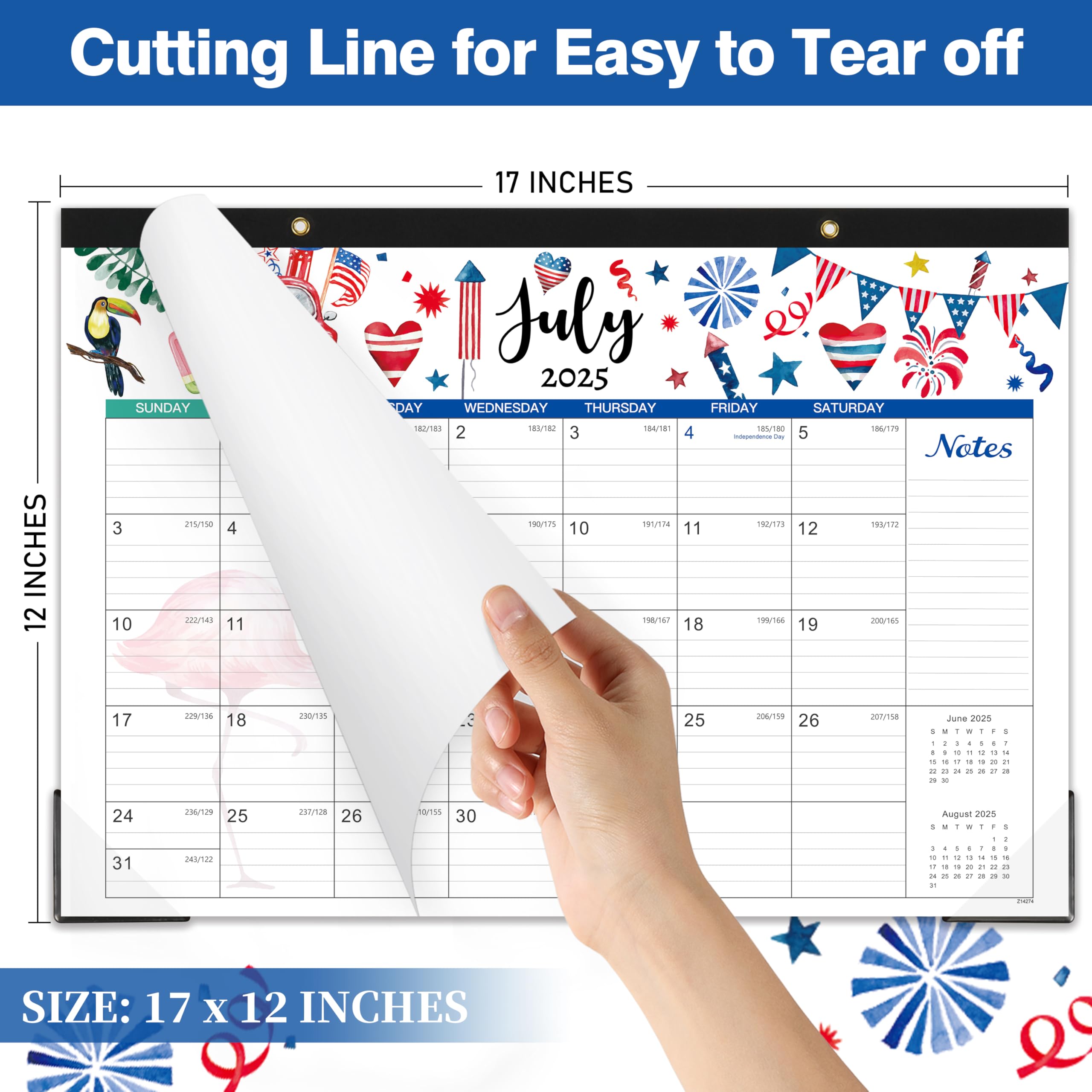2025-2026 Desk Calendar | 18 Month Planner from July 2025 to December 2026 | 17