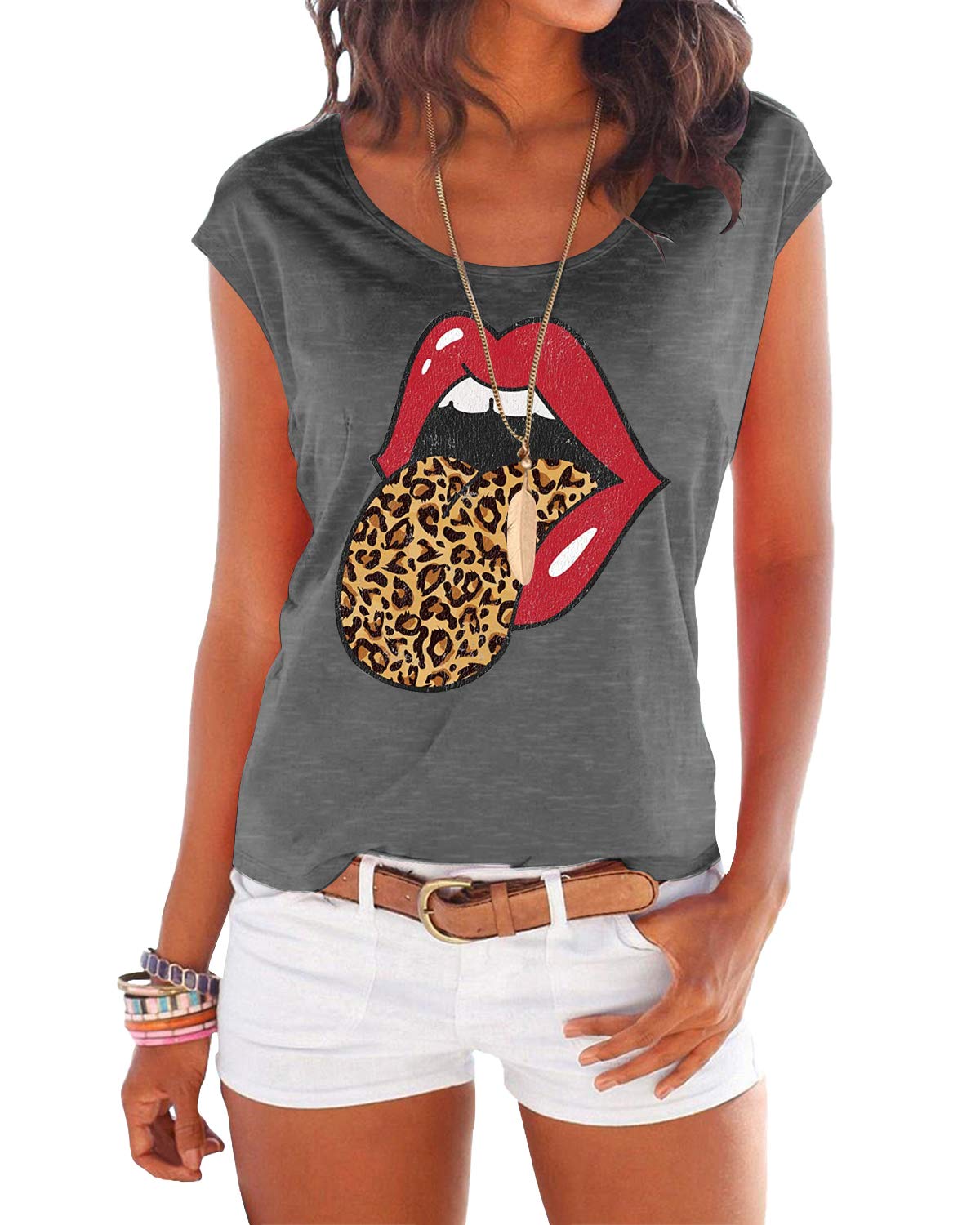 YOINS Women's Summer Graphic Tee - Casual Cute Short Sleeve Round Neck T-Shirt | Perfect for Beach Outings, Weekend Brunch & Summer Vacation