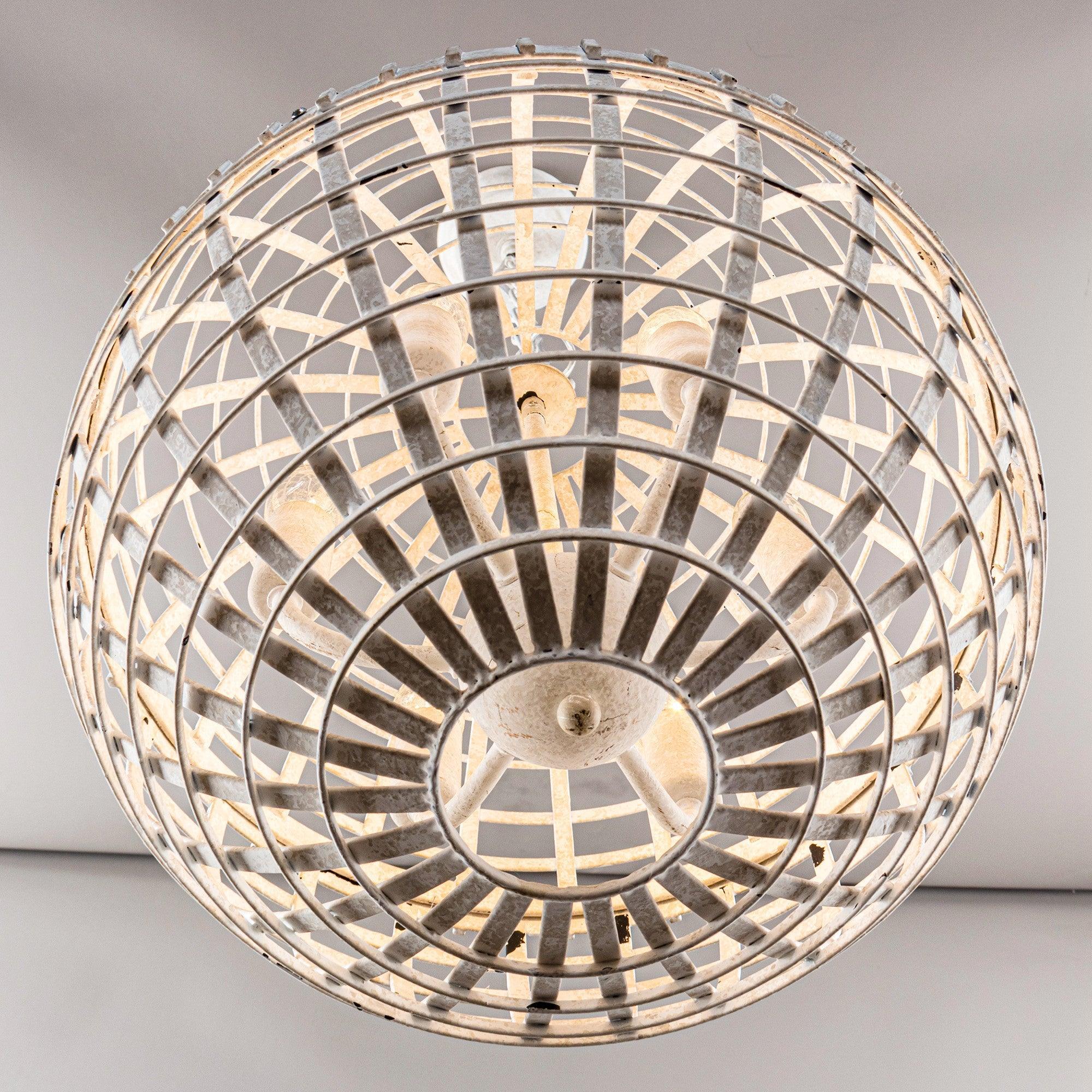 6-Light Vintage Farmhouse Globe Pendant Light Fixture - White - Perfect for Kitchen Island, Dining Room, and Entryway Lighting