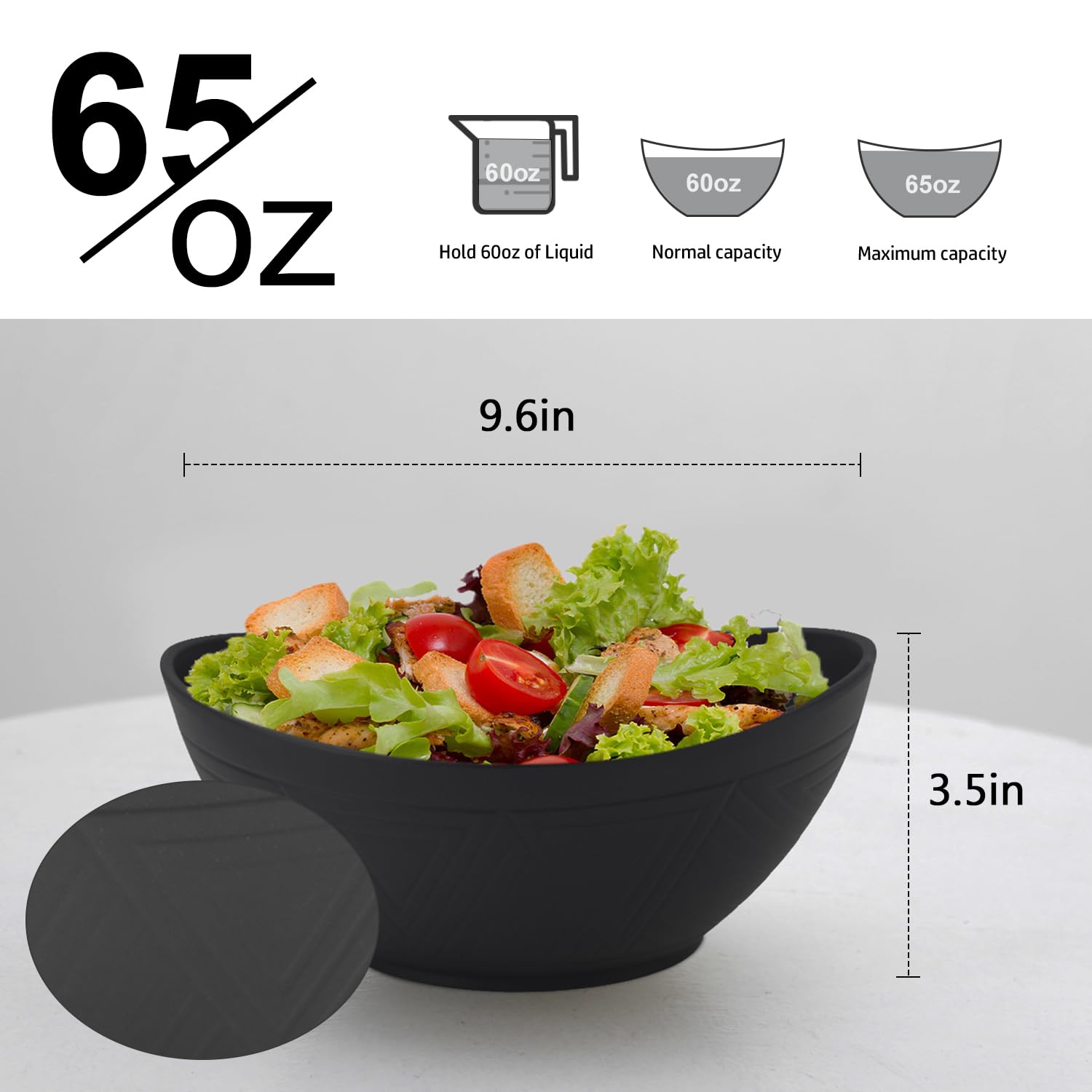 Homienly 9.6 Inch Large Serving Bowls Set of 4 - 60 Oz Oval Dishes for Salad, Pasta, Side Dishes - Microwave & Dishwasher Safe - Perfect for Wedding Parties, Family Dinners & Entertaining Guests - Elegant Black
