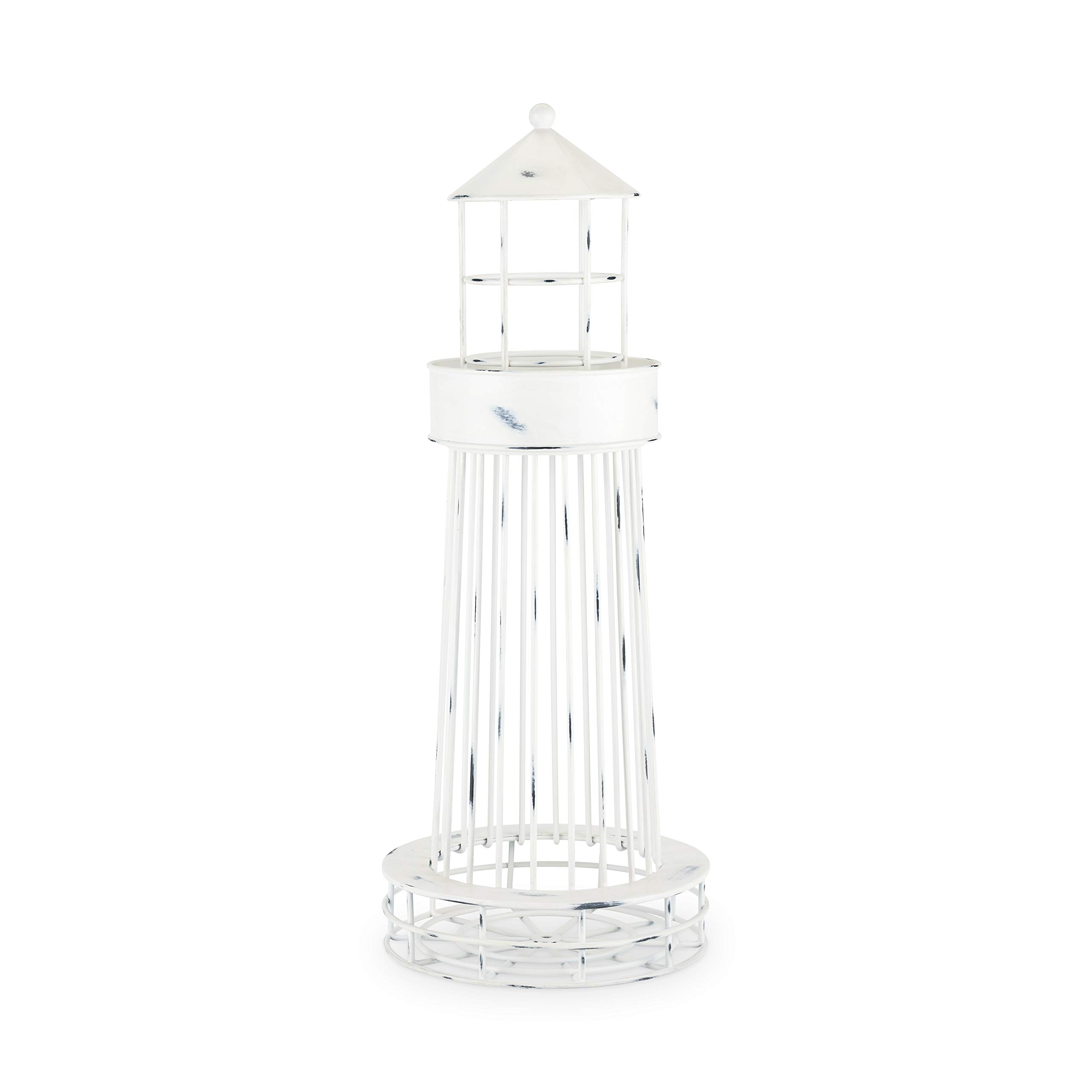 Twine Lighthouse Wine Cork Holder - Rustic Farmhouse Kitchen & Wine Bar Decor - Wine Corks Storage & Collector - Set of 1 in White - Perfect for Home Bars, Wine Cellars & Gift Giving