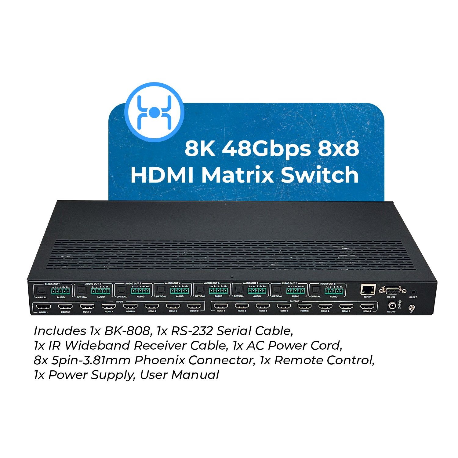 8K 8x8 HDMI Matrix Switch with Audio Extractor - 8 Input 8 Output 4K@120Hz 8K@60Hz HDR10+ - Perfect for Home Theater, Gaming Setup and Conference Room AV Systems