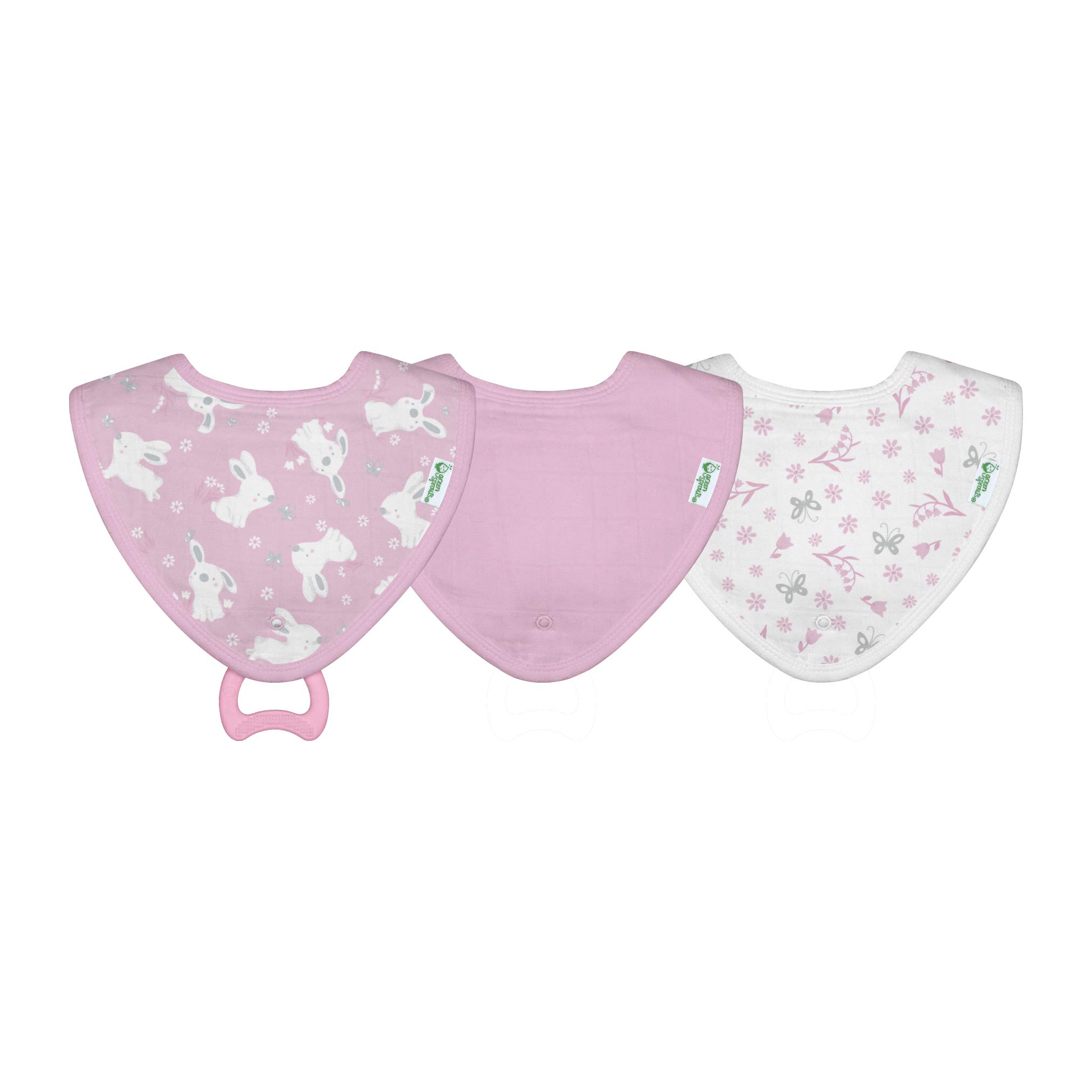 Organic Cotton Muslin Stay-Dry Bandana Teether Bibs (3-Pack) | BPA-Free, Machine Washable & Sterilizer Safe | Soothes Baby's Gums & Protects from Drool | Perfect for Teething Infants, Mealtime & On-the-Go Use