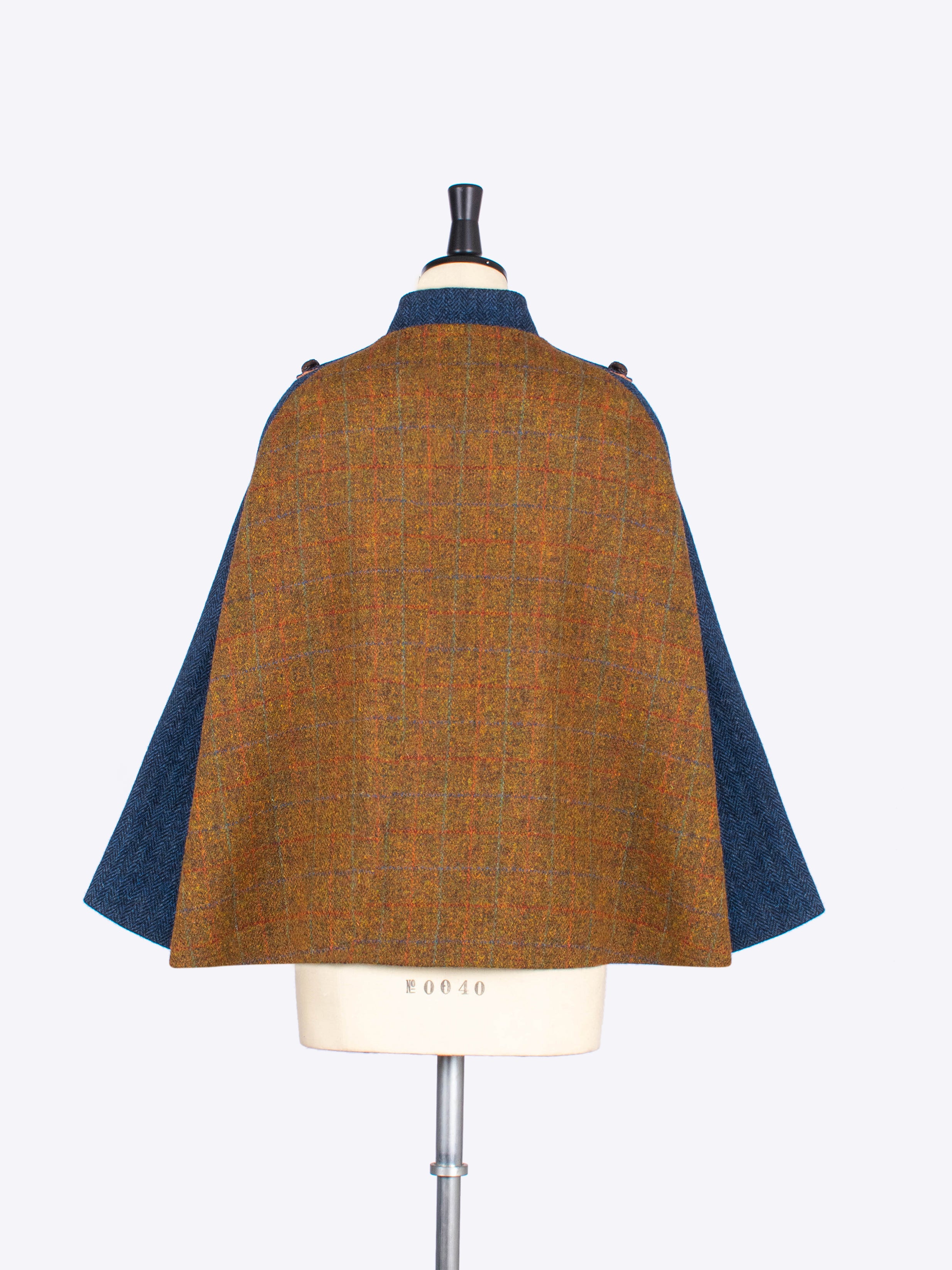 Rust & Navy Short Cape - Stylish & Comfortable Women's Fashion Cape for Fall & Winter - Perfect for Outdoor Events, Parties, and Layering Outfits