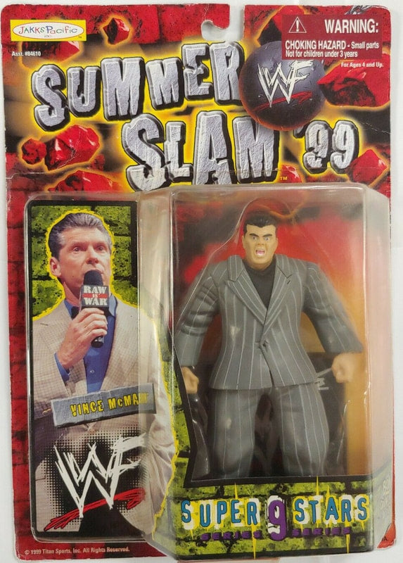 Vintage 1999 WWF Jakks Pacific Superstars Series 9 Vince McMahon Action Figure - Collectible Wrestling Toy for WWE Fans & Nostalgic Collectors - Perfect for Display, Play, and Wrestling Memorabilia Collections