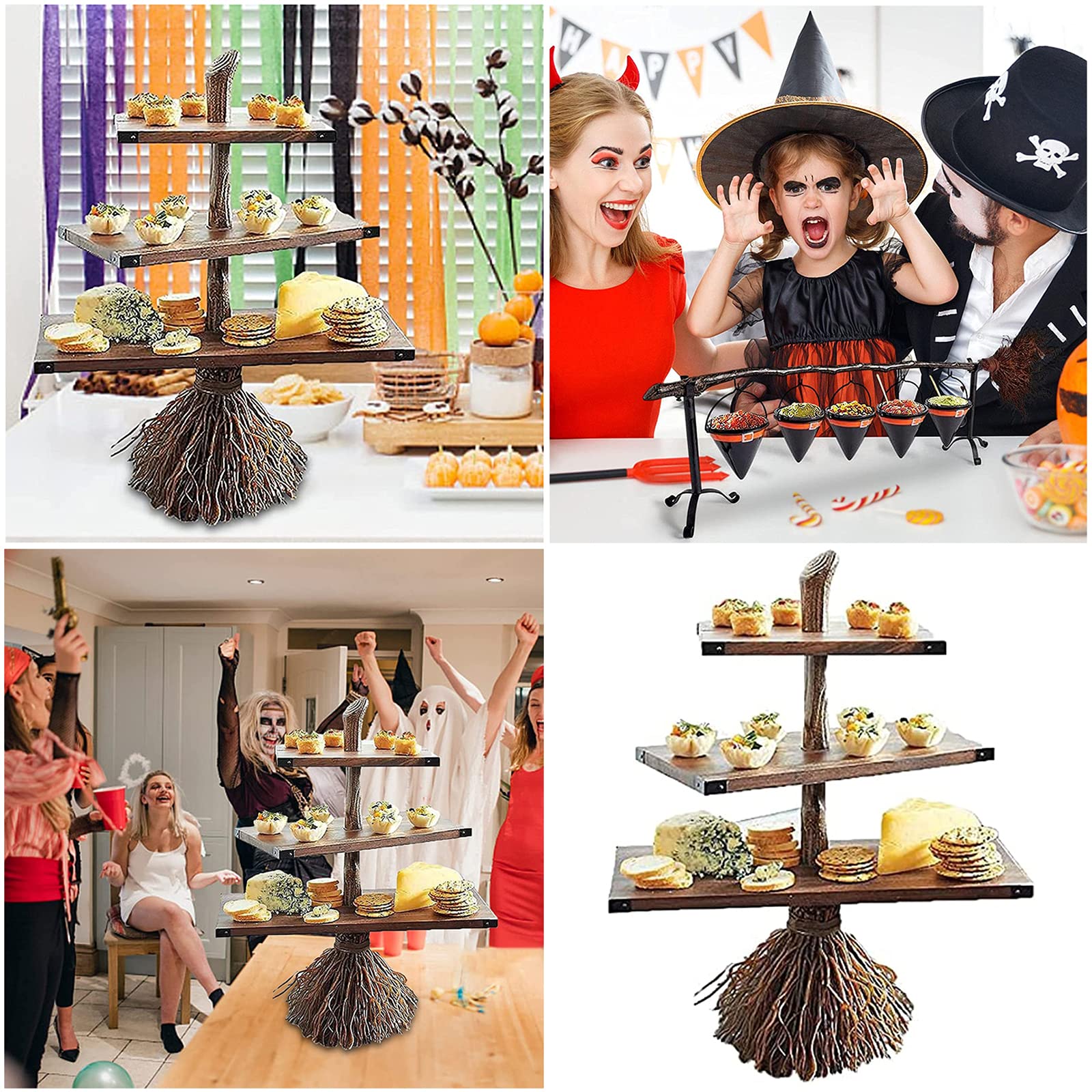 4-Piece Halloween Fruit Bowl Set - Creative 3-Tier Snack Basket & Pumpkin Platter for Holiday Party Decor, Dessert Cake Stand - Perfect for Halloween Parties, Thanksgiving Buffets & Christmas Dessert Displays
