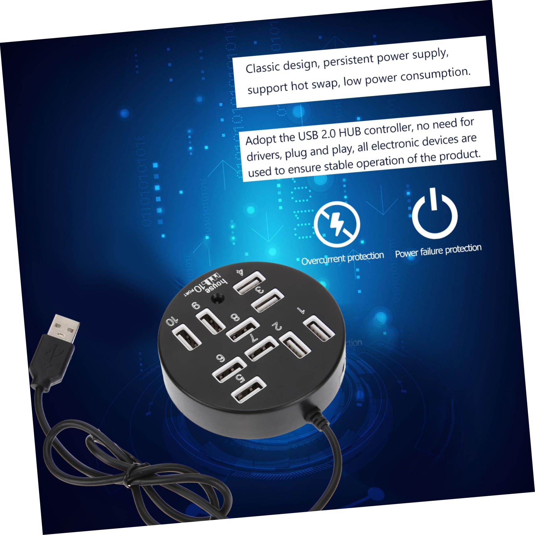 PartyKindom 2-Pack USB 3.0 Hub with 10 Ports - High-Speed Data Transfer & Charging Hub for Laptop, PC, Mac - Multi-Port USB Splitter & Extension for Office, Home, Gaming Setup