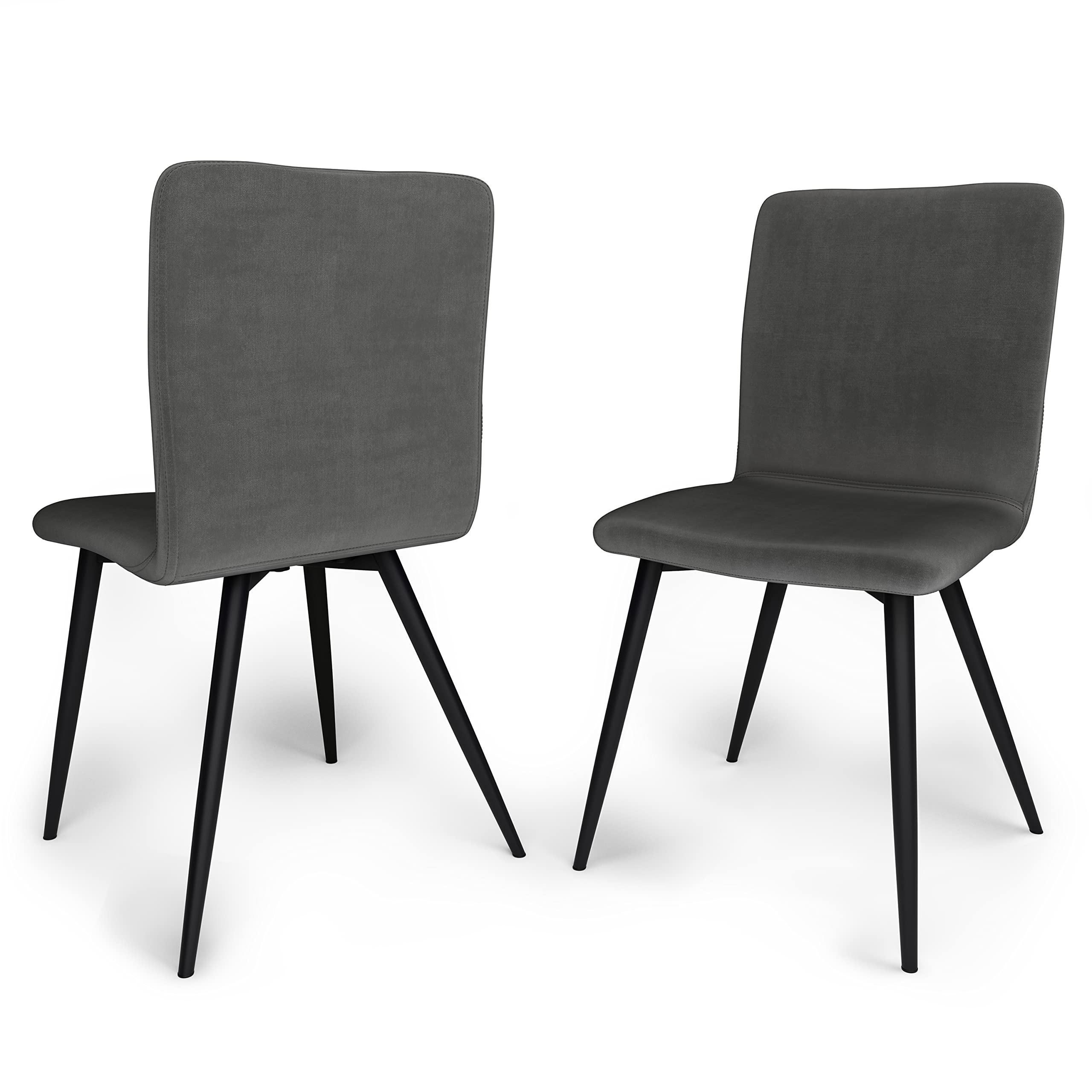 SIMPLIHOME Baylor Mid Century Modern Dining Chairs (Set of 2) - Dark Grey Velvet Upholstered - Comfortable & Stylish for Dining Room, Kitchen, Breakfast Nook & Home Office