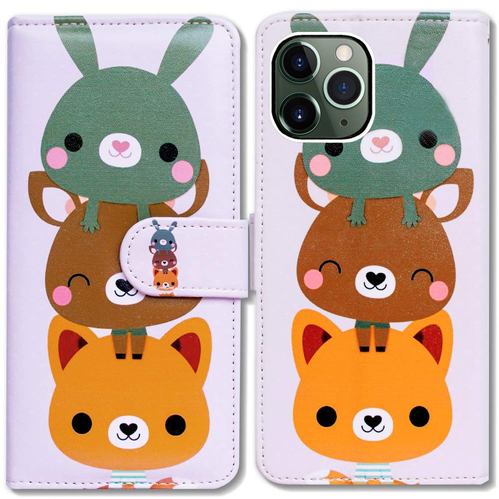 Bcov iPhone 11 Pro Max Wallet Case - Green Brown Cute Cats Flip Leather Cover with Card Slots & Kickstand | Slim Protective Phone Case for Women & Men | Perfect for Work, Travel & Everyday Use