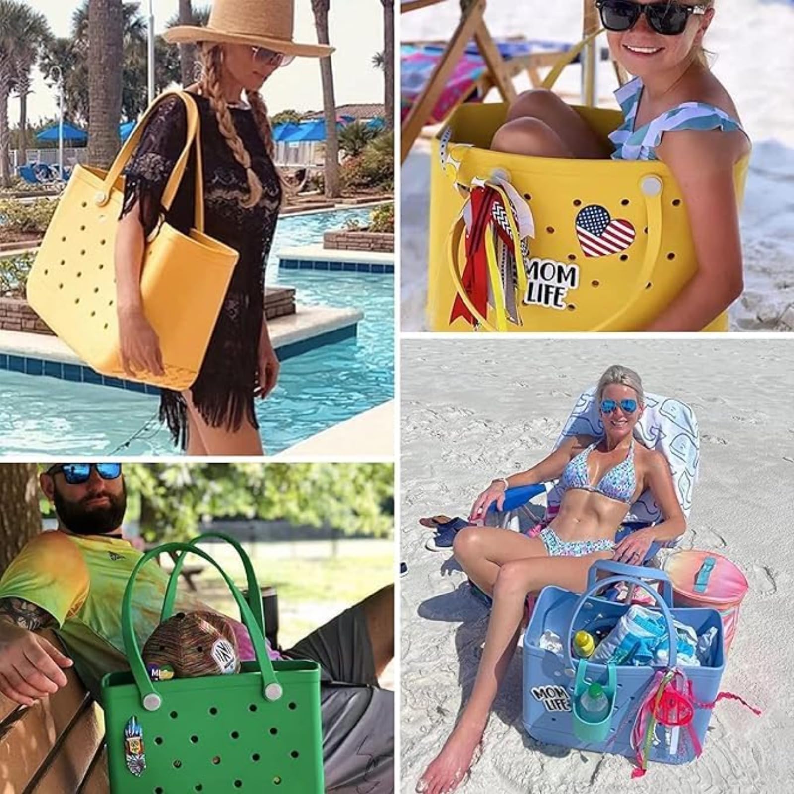 Waterproof Washable Durable Rubber Beach Tote Bag - Lightweight Open Top Pool & Sports Handbag for Women | Perfect for Beach, Swimming, Gym & Outdoor Activities