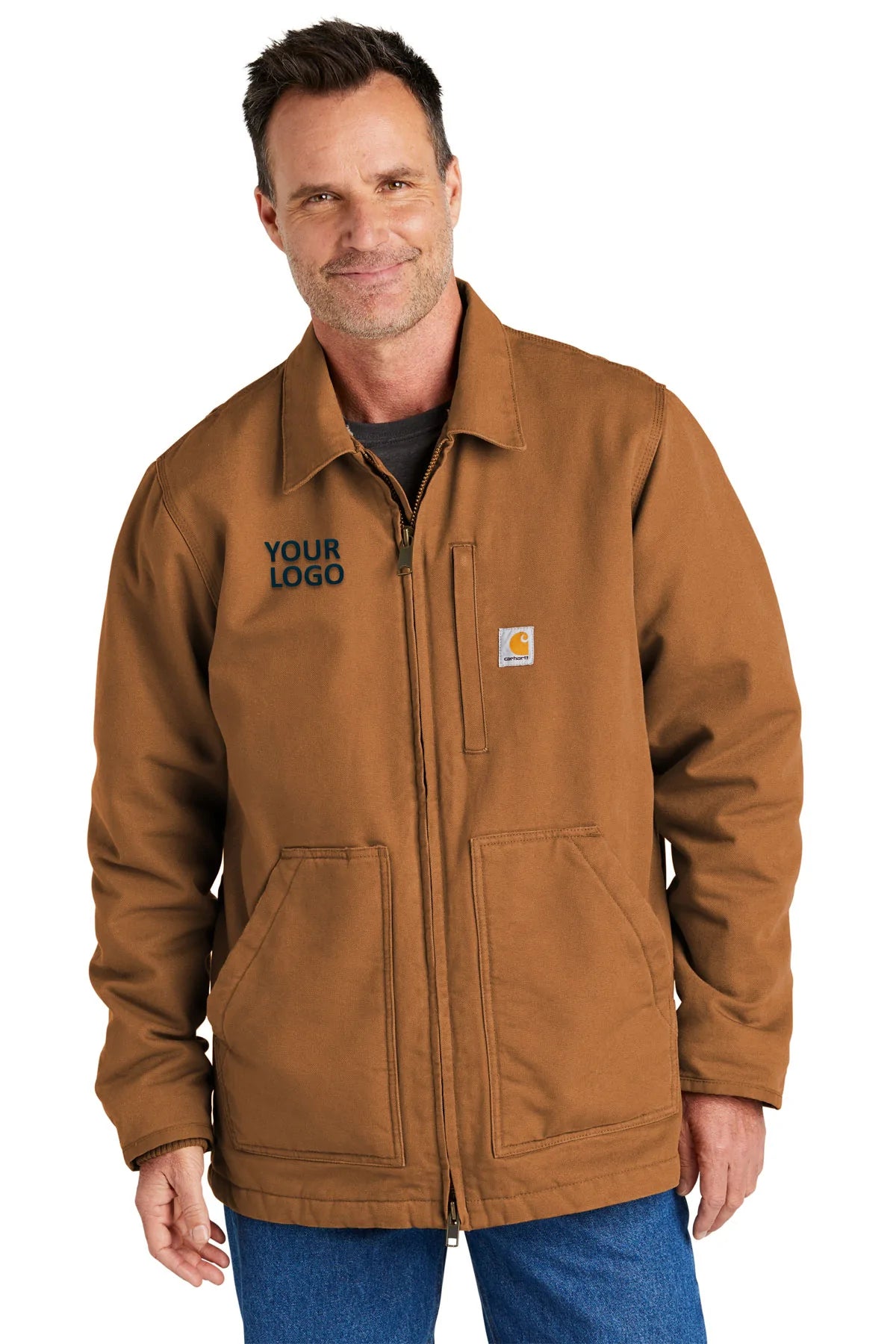 Carhartt Sherpa Lined Customized Jacket for Men & Women - Heavy Duty Work Coat in Carhartt Brown - Perfect for Construction, Outdoor Work & Winter Activities